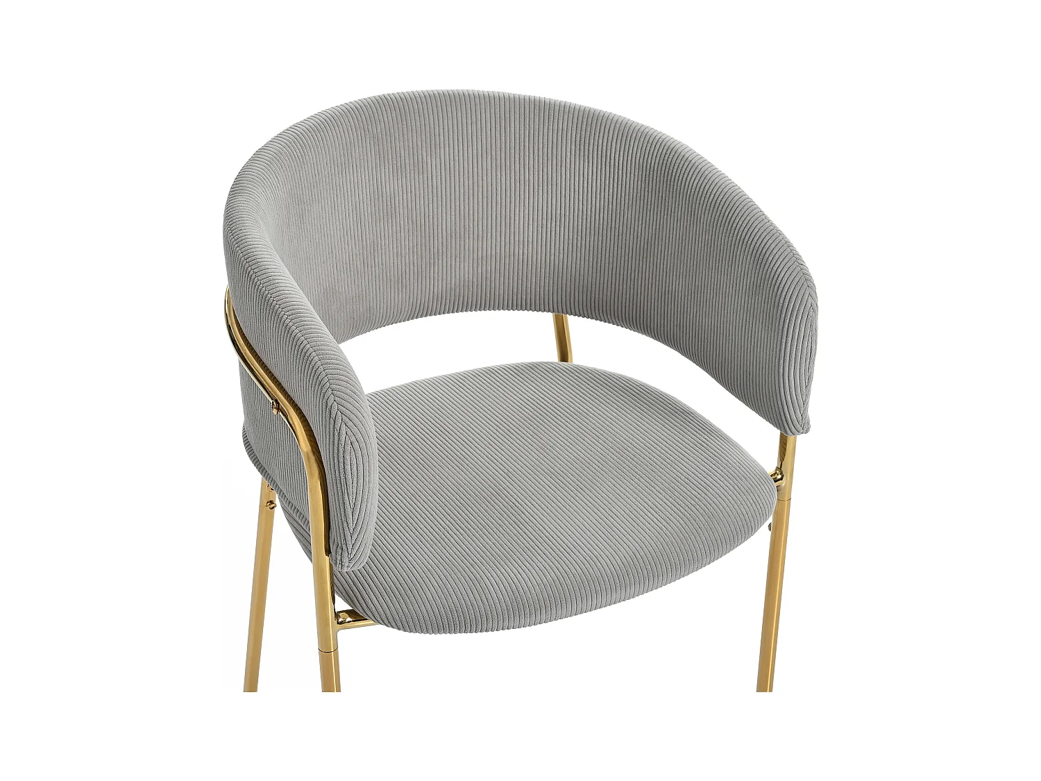 6 Chaises design en velours côtelé, pieds inclinés réglables, métal et bois, gris (55x55x80cm)