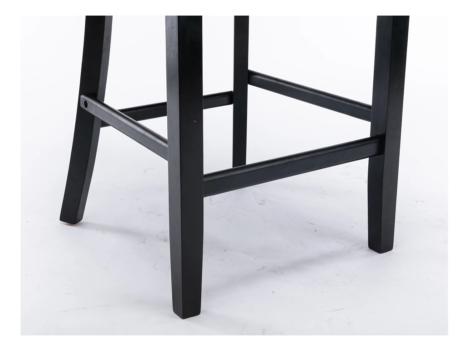 Tabouret de bar moderne en velours, pieds en bois massif, clous décoratifs en chrome, gris (60x50x66 cm)