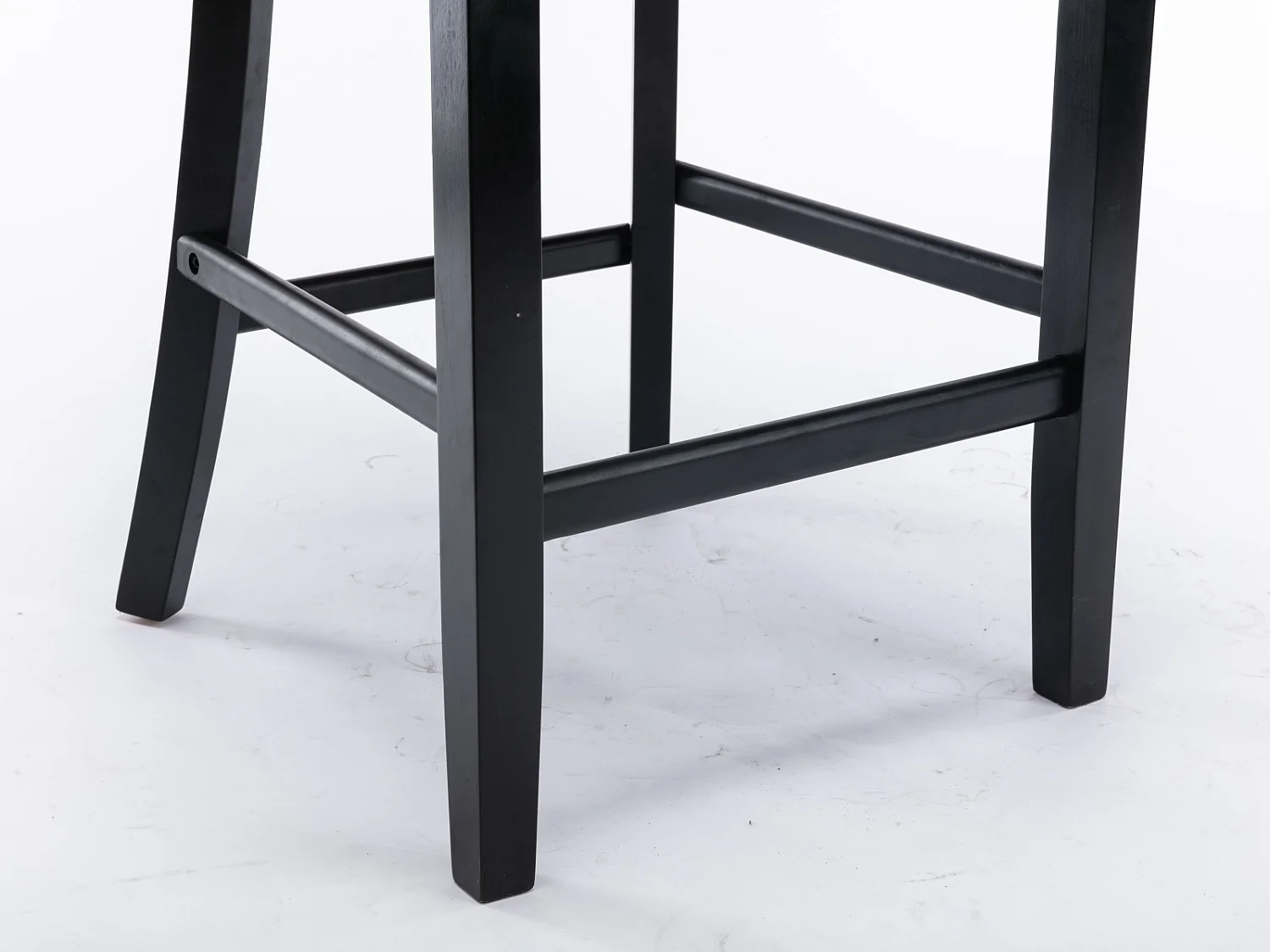 Tabouret de bar moderne en velours, pieds en bois massif, clous décoratifs en chrome, gris (60x50x66 cm)