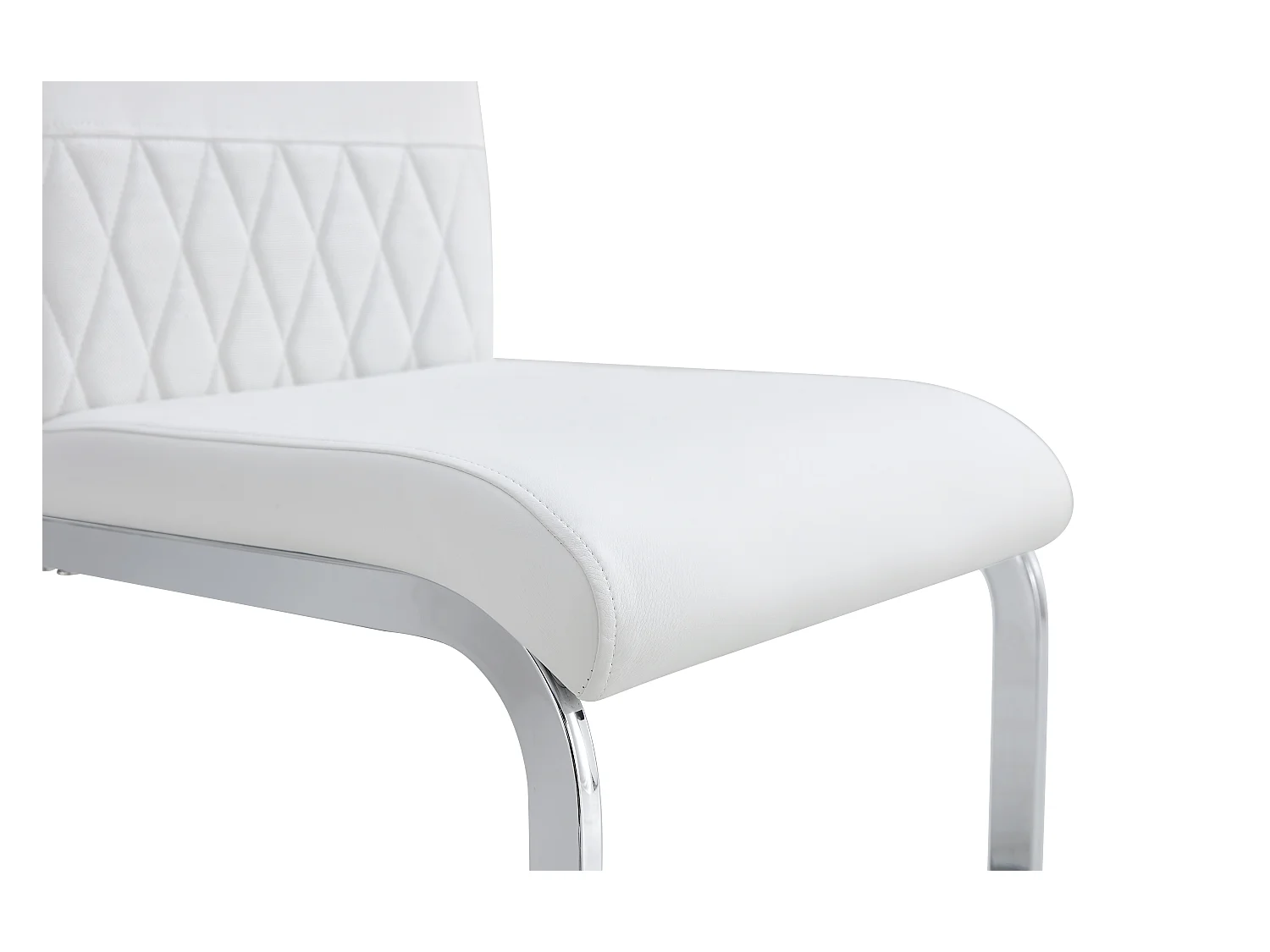 Lot de 6 chaises de salle à manger modernes, dossier en PU et lin, assise en velours, structure métallique, blanc (42x48x95 cm)