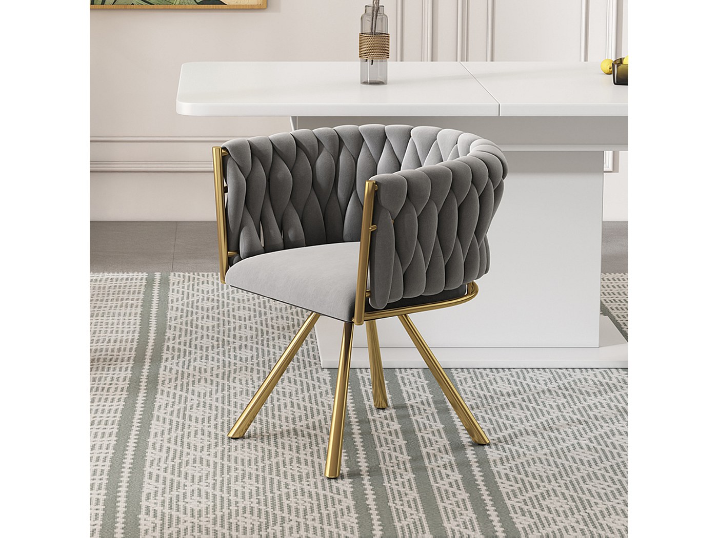 Set 2 Sedie Da Pranzo In Velluto Grigio Chiaro Con Gambe In Metallo, Senza Braccioli | Moderne E Salvaspazio, Portata 136 Kg, Montaggio Facile