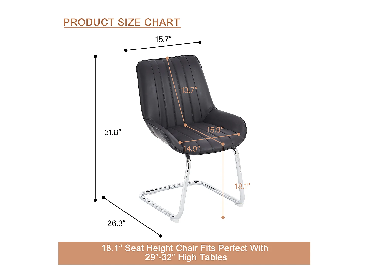 Chaises de salle à manger modernes, cuir synthétique, métal, noir (56x51x81 cm), lot de 2