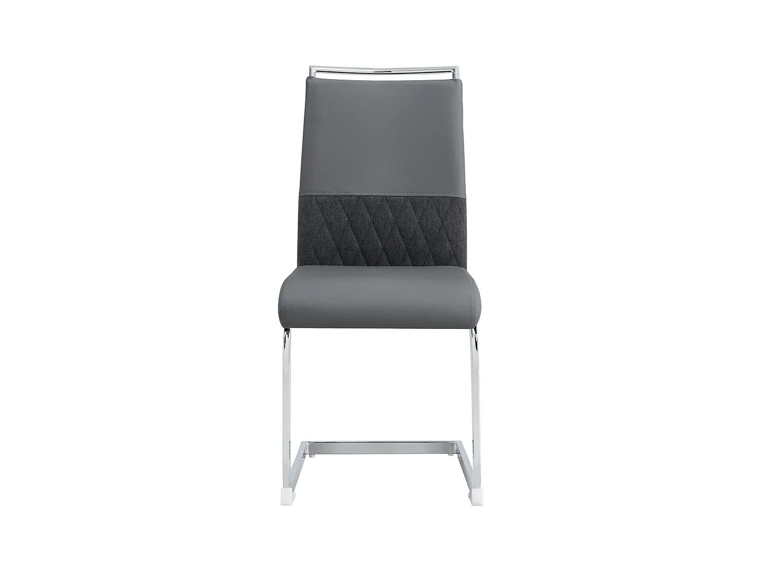 Lot 6 chaises salle à manger modernes, dossier PU cuir et lin, chaise haute rembourrée, design rayures croisées, gris (42x45x83.7 cm)