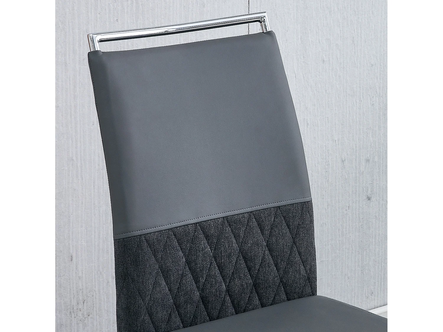 Juego de 6 sillas de comedor modernas, respaldo de piel sintética y lino, trona tapizada, diseño de rayas cruzadas, color gris (42 x 45 x 83,7 cm)