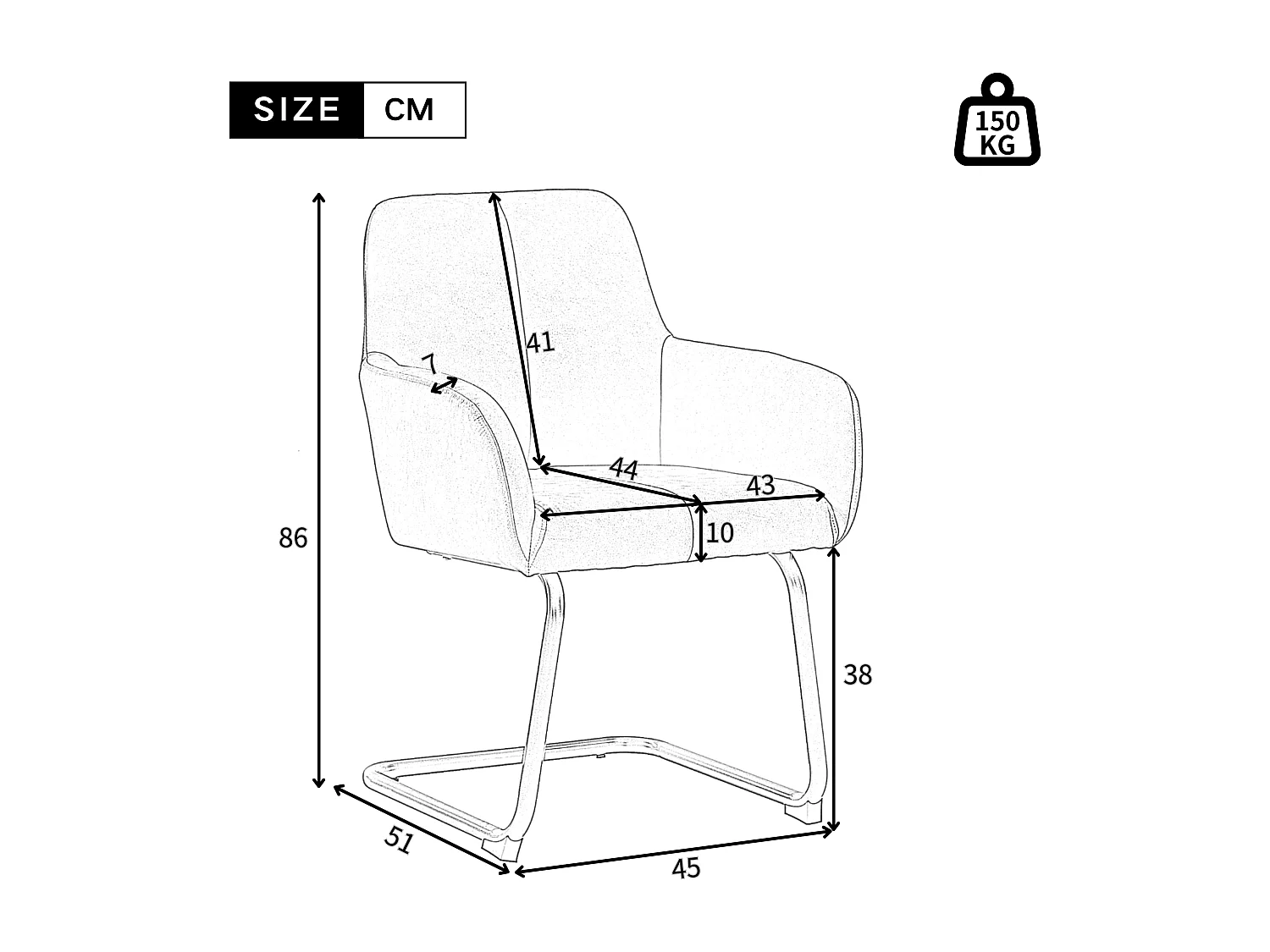 Set van 6 elegante eetkamerstoelen met armleuningen, kunstleer, gebogen metalen poten, grijs (56x56x76 cm)