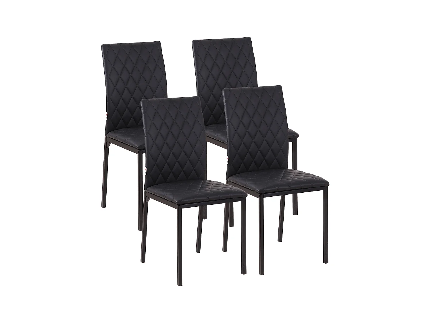 Ensemble de 4 chaises de salle à manger rembourrées, dossier haut et pieds en acier, noir (41x50x91 cm)