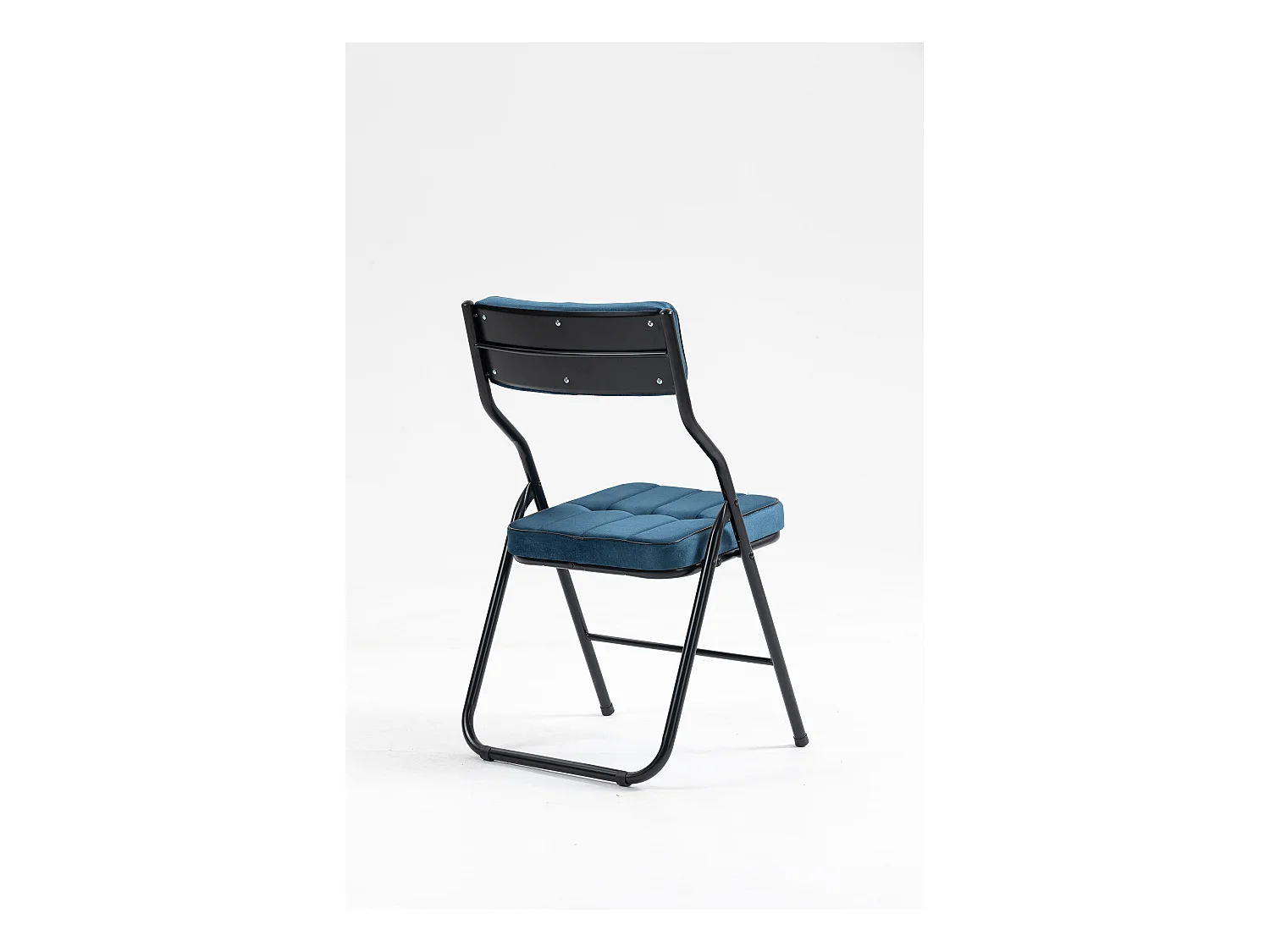 2-delige opvouwbare stoelen, eetkamerstoelen met kussen, opvouwbaar en draagbaar, staal, blauw (46x47x80 cm)