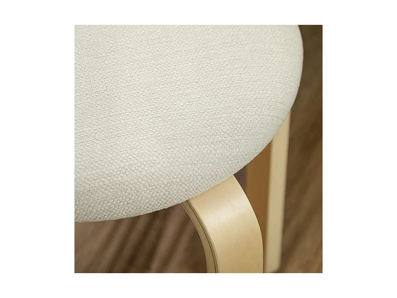 Set de 4 tabourets empilables, design moderne, en bois, crème, (40x40x45 cm)