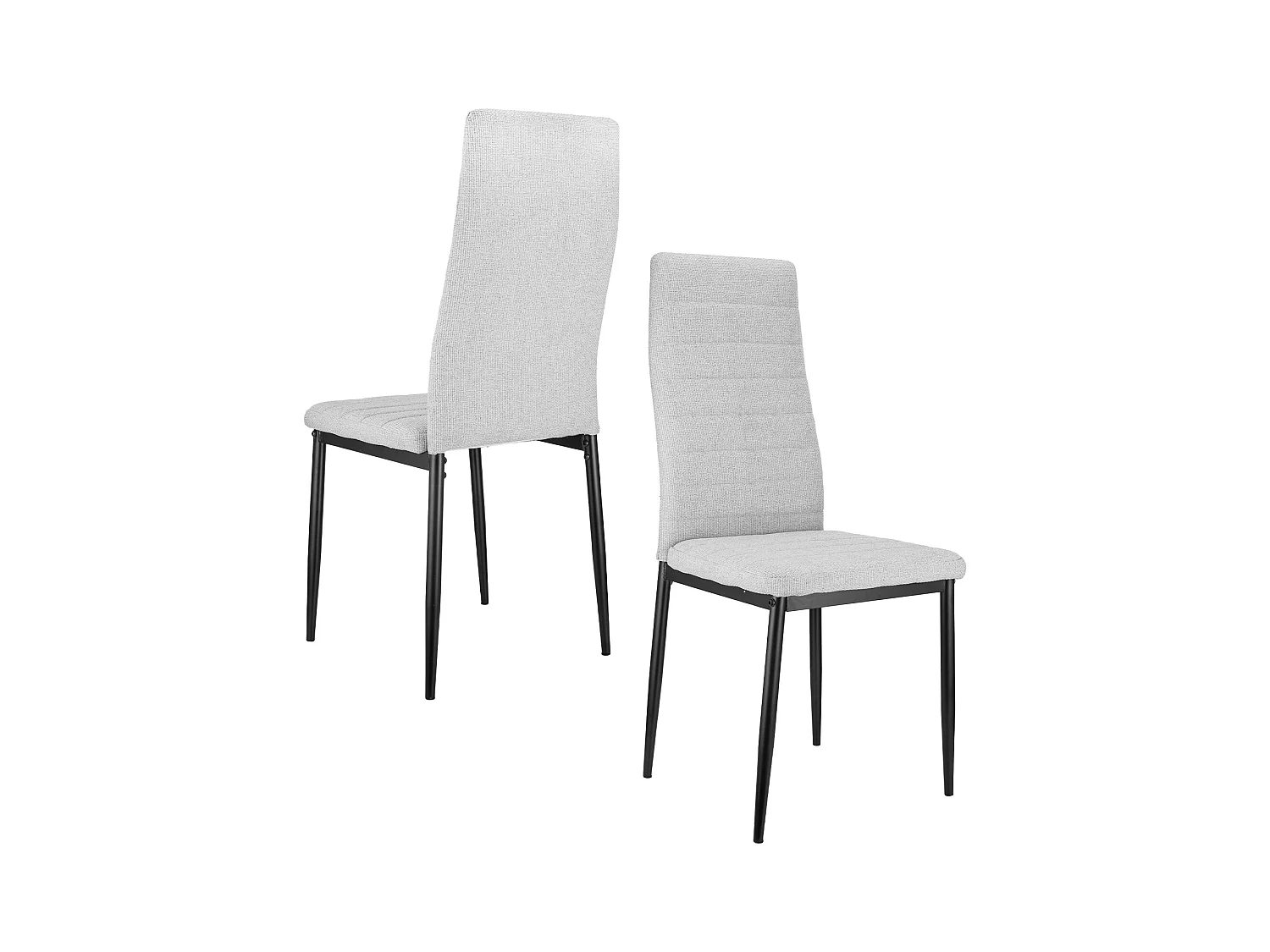 Eetkamerstoel met 4 stoelen, hoge rugleuning, gestoffeerde zitting, metalen frame, in grijs linnen (40x39x94 cm)