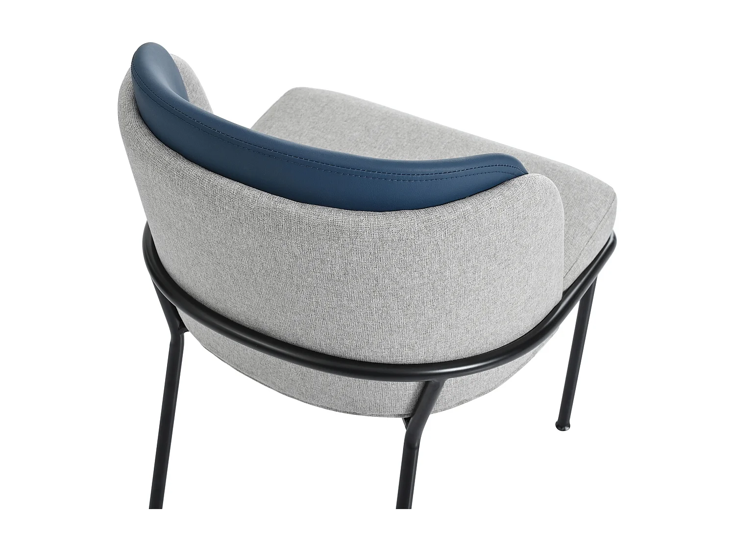 Sillas de diseño contemporáneo, patas inclinadas regulables, metal y madera, gris y azul marino (55x55x85cm)