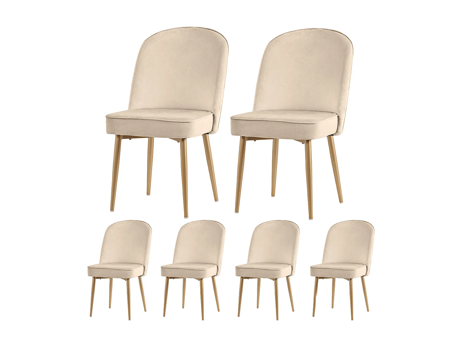 sillas de comedor de terciopelo beige con patas de metal dorado, diseño moderno y cómodo (45,5 x 62 x 87,5 cm)