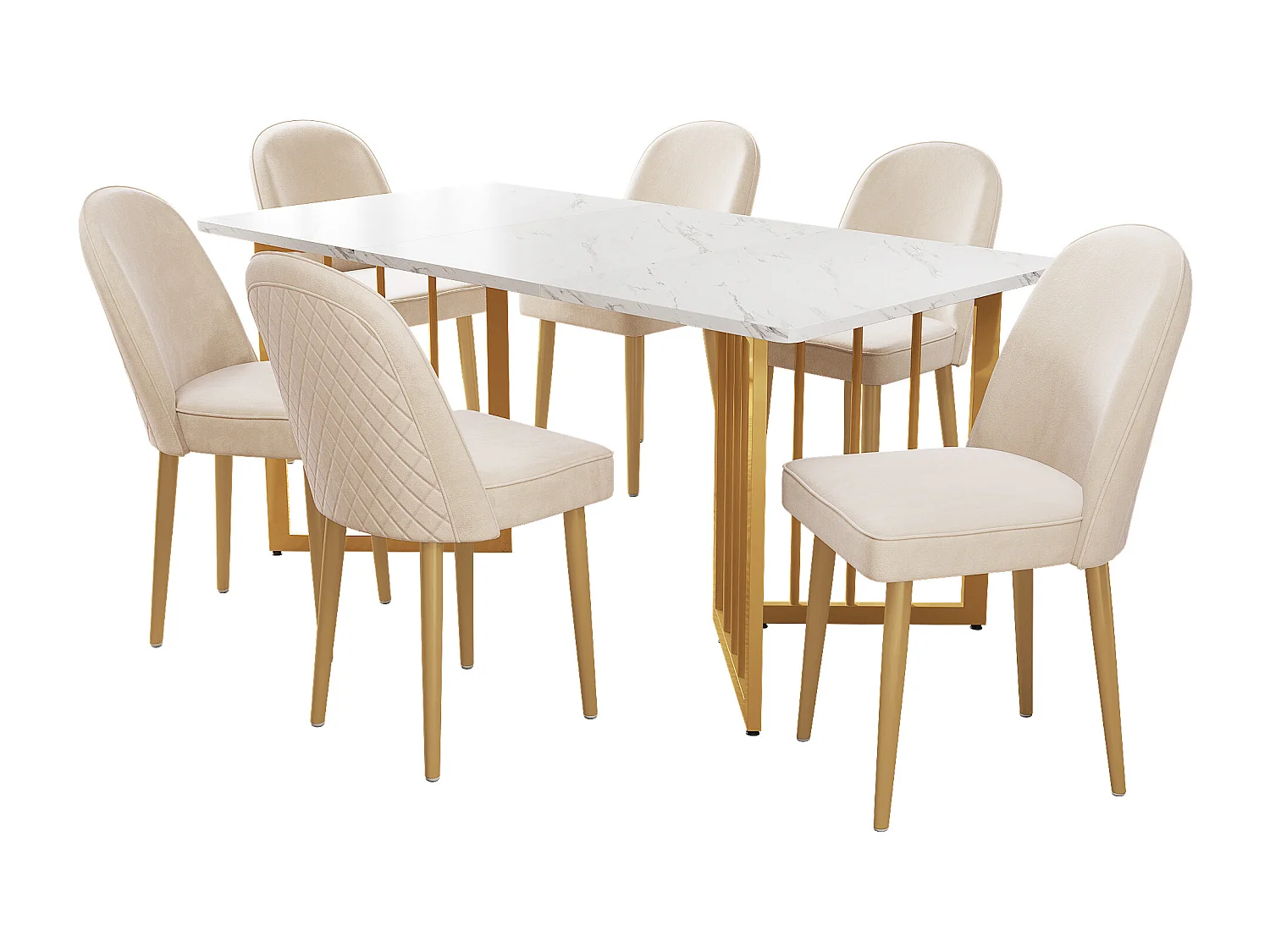 sillas de comedor de terciopelo beige con patas de metal dorado, diseño moderno y cómodo (45,5 x 62 x 87,5 cm)