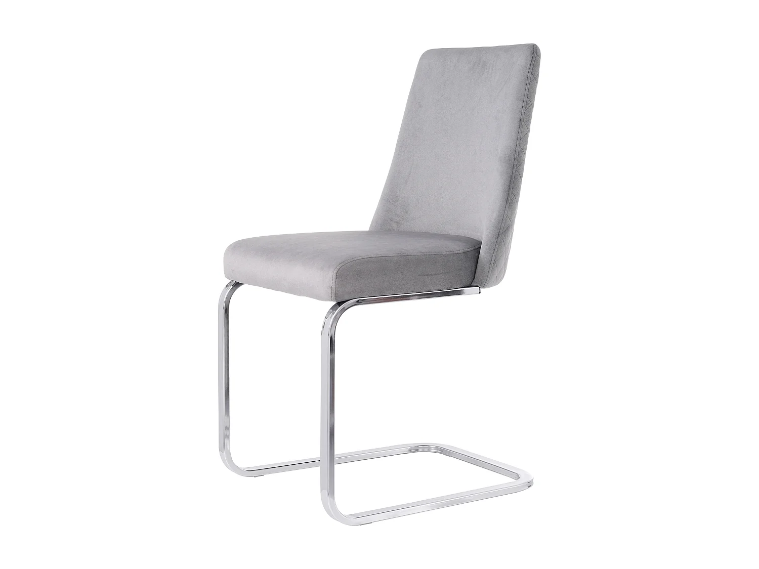 Chaise de Salle à Manger en Velours, 4 pièces, Design Diamant, Métal Argenté, Gris (47x63x85 cm)