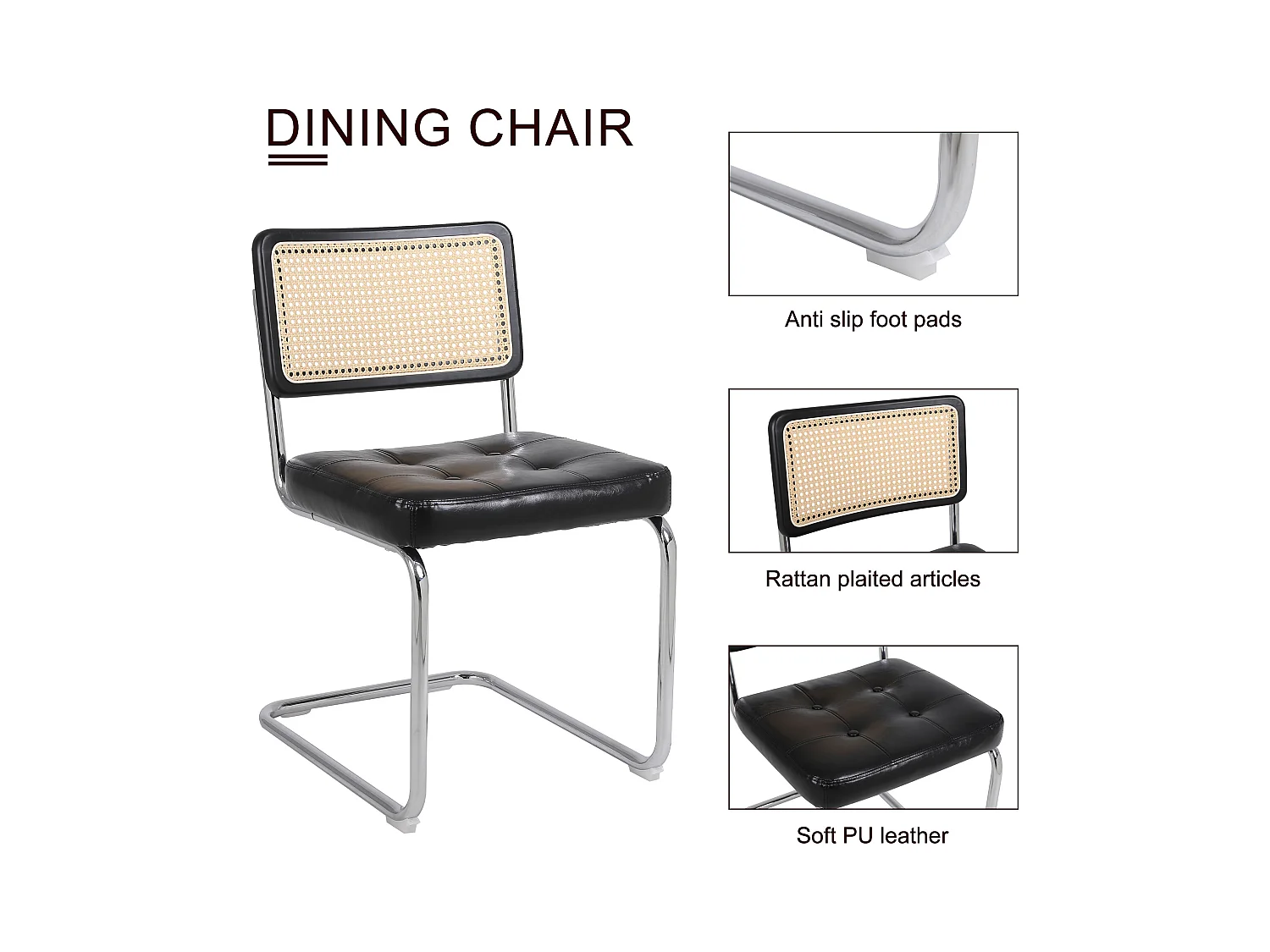 Lot de 2 chaises modernes en rotin pour salle à manger, dossier en forme de pétale, pieds métalliques dorés (50x61x85 cm)