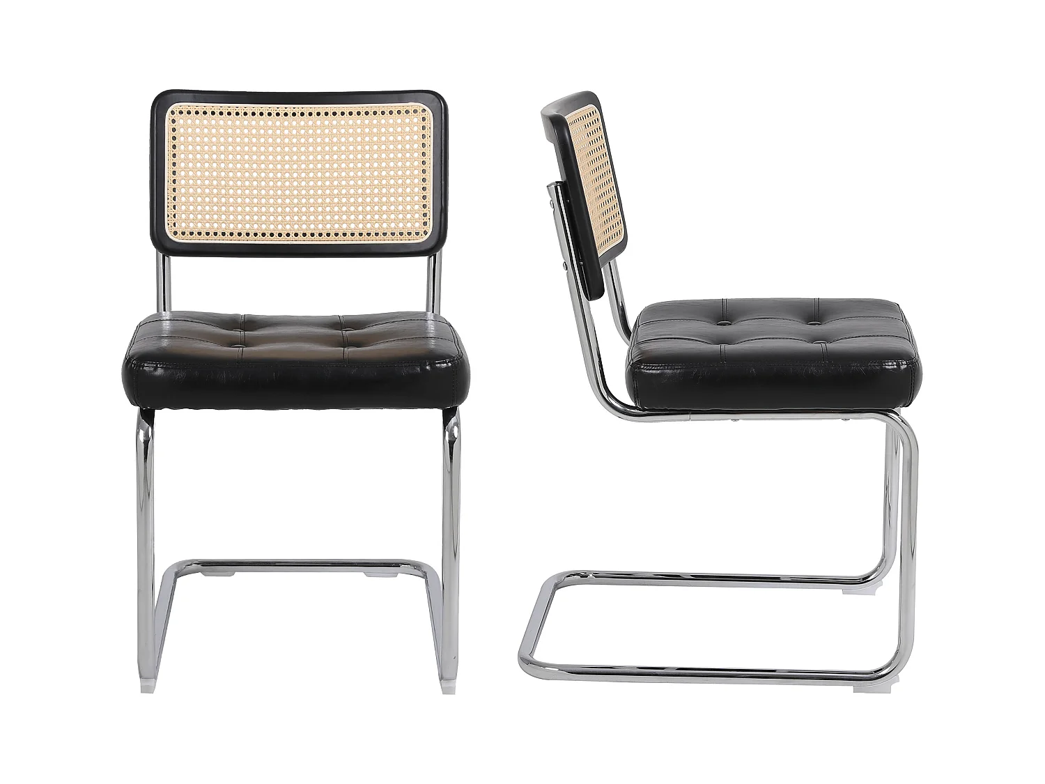 Lot de 2 chaises modernes en rotin pour salle à manger, dossier en forme de pétale, pieds métalliques dorés (50x61x85 cm)