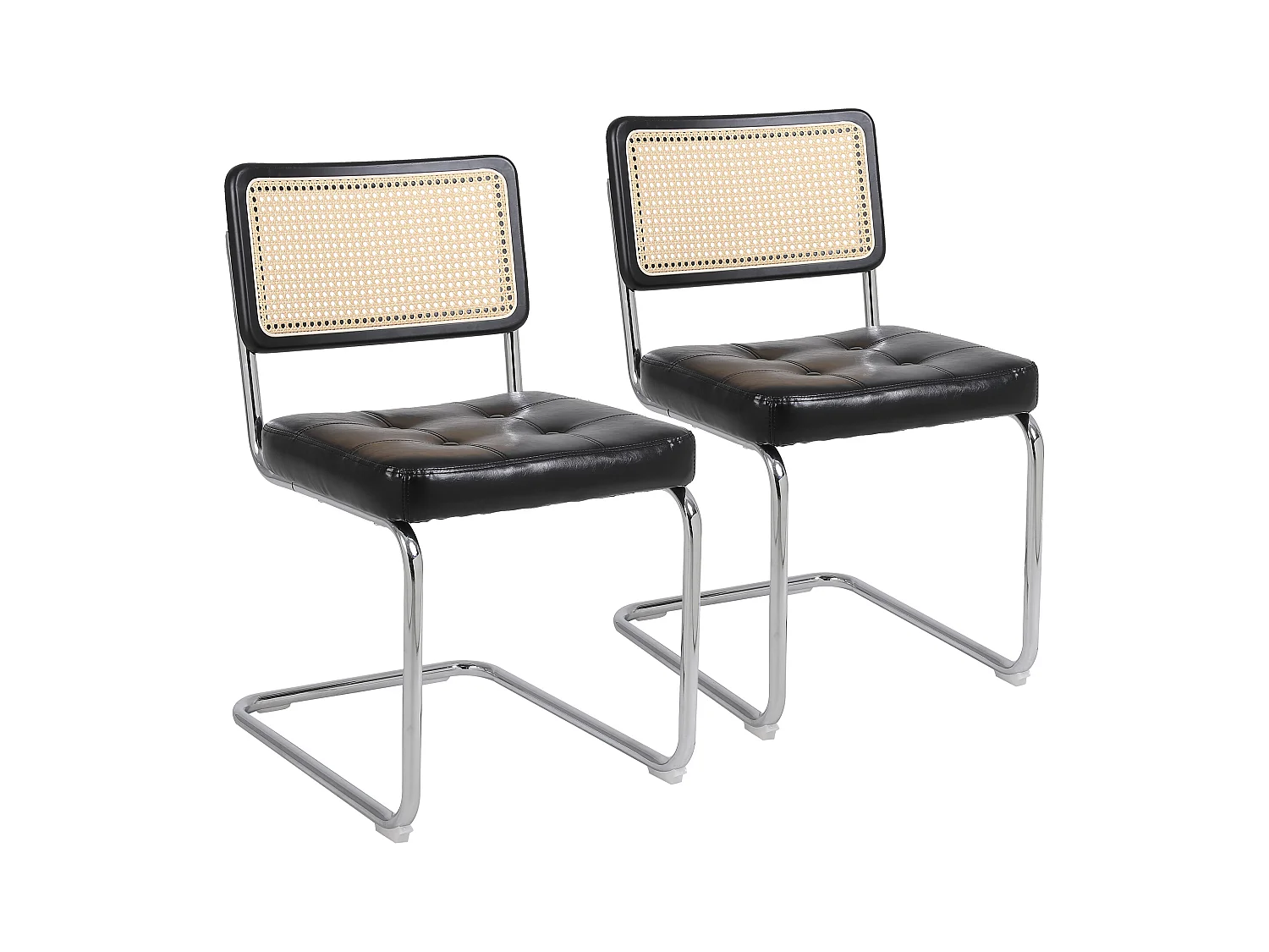 Lot de 2 chaises modernes en rotin pour salle à manger, dossier en forme de pétale, pieds métalliques dorés (50x61x85 cm)