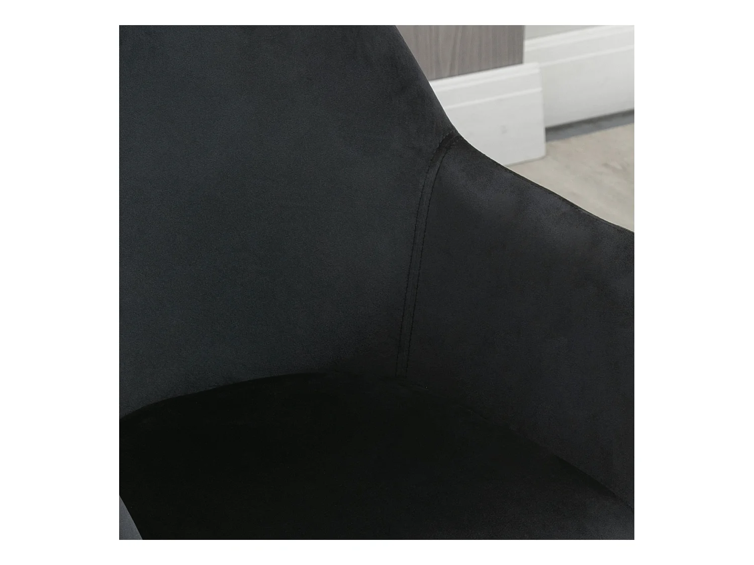 Lot de 2 chaises de cuisine ergonomiques, accoudoirs allongés et dossier rembourré, polyester et bois, noir (54x57x80cm)