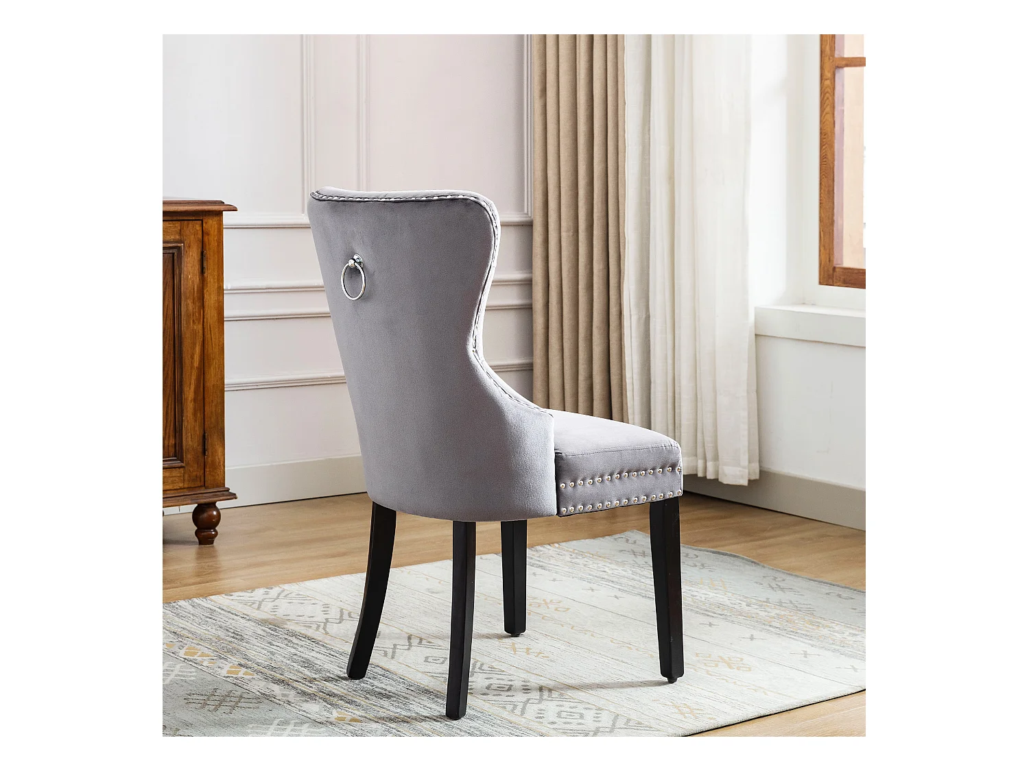 Lot de 6 chaises salle à manger, motif losange, velours, 4 pieds métalliques, jaune (59.69x59.69x58.42 cm)