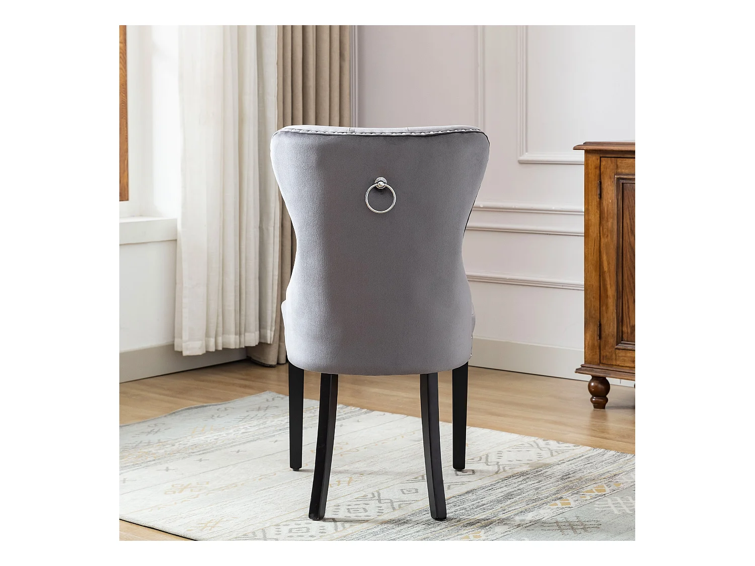 Lot de 6 chaises salle à manger, motif losange, velours, 4 pieds métalliques, jaune (59.69x59.69x58.42 cm)