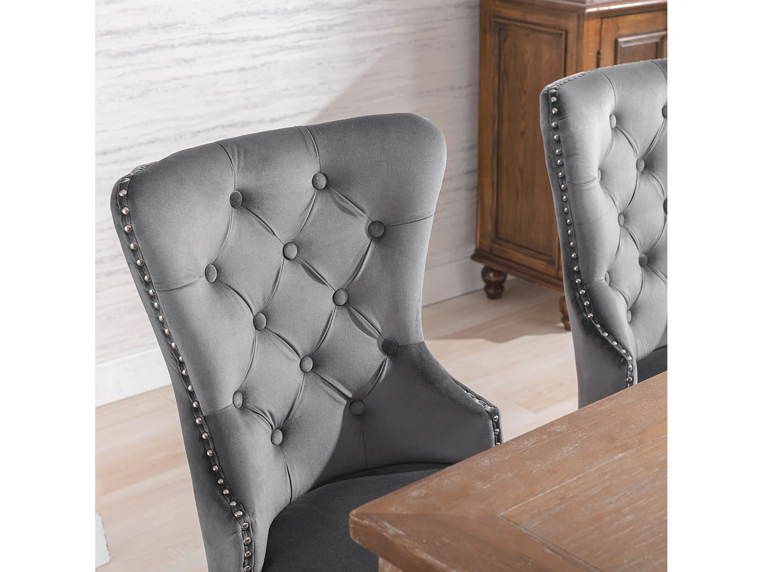 Lot de 6 chaises salle à manger, motif losange, velours, 4 pieds métalliques, jaune (59.69x59.69x58.42 cm)