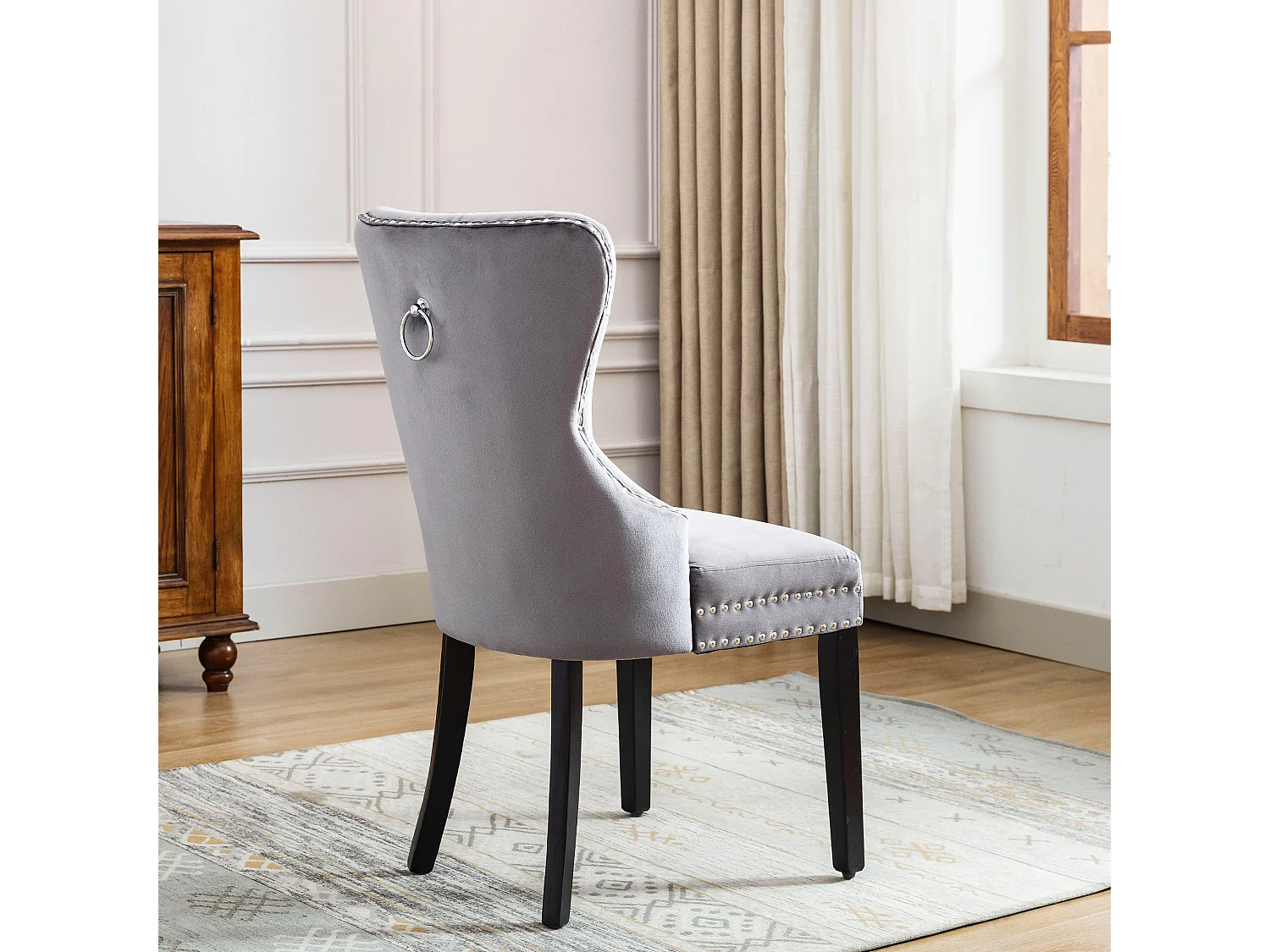 Lot de 6 chaises salle à manger, motif losange, velours, 4 pieds métalliques, jaune (59.69x59.69x58.42 cm)