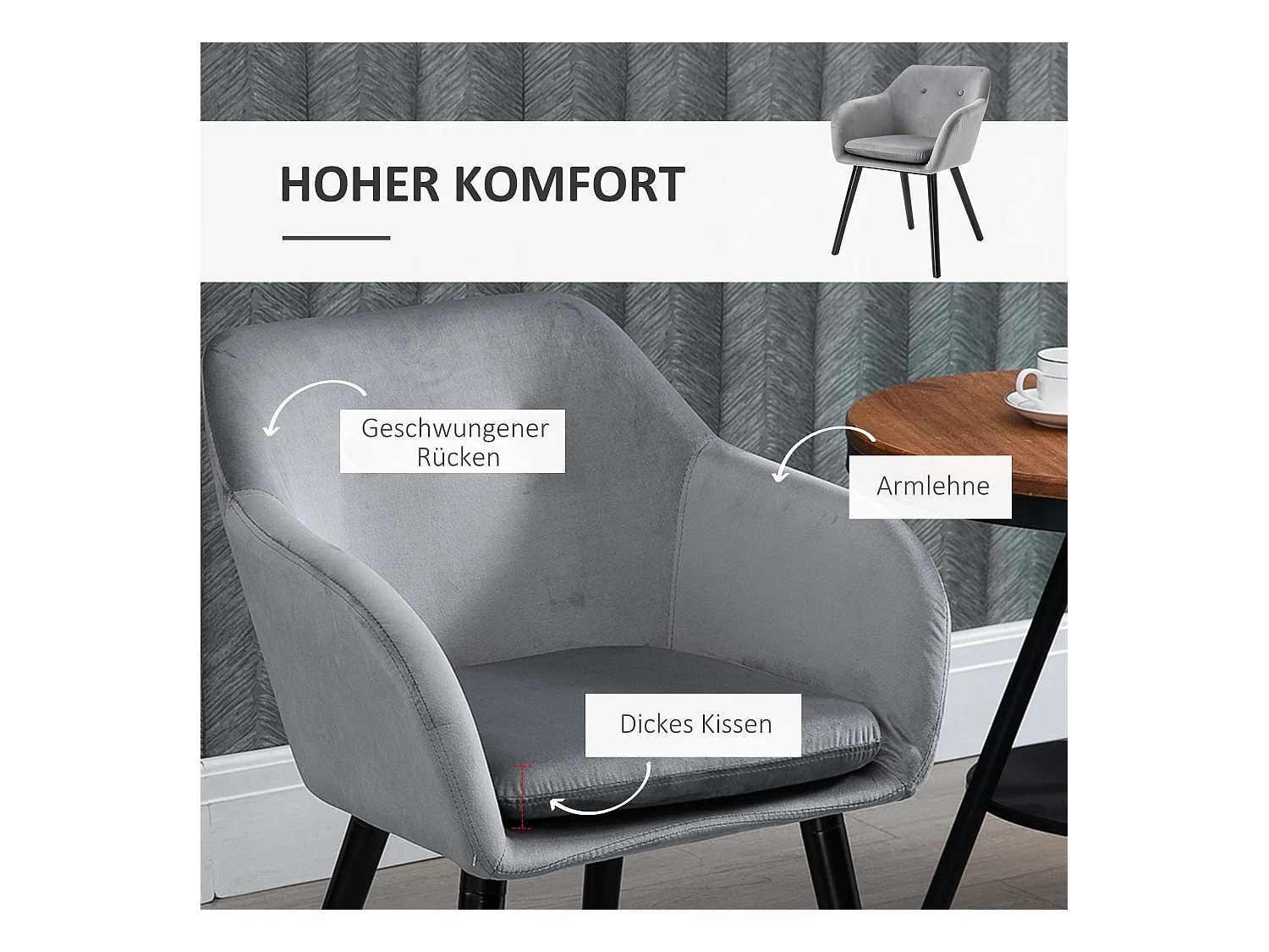 Lot de 2 chaises de salle à manger, chaise avec dossier, tissu velours, pieds en bois, blanc (54x56x74 cm)