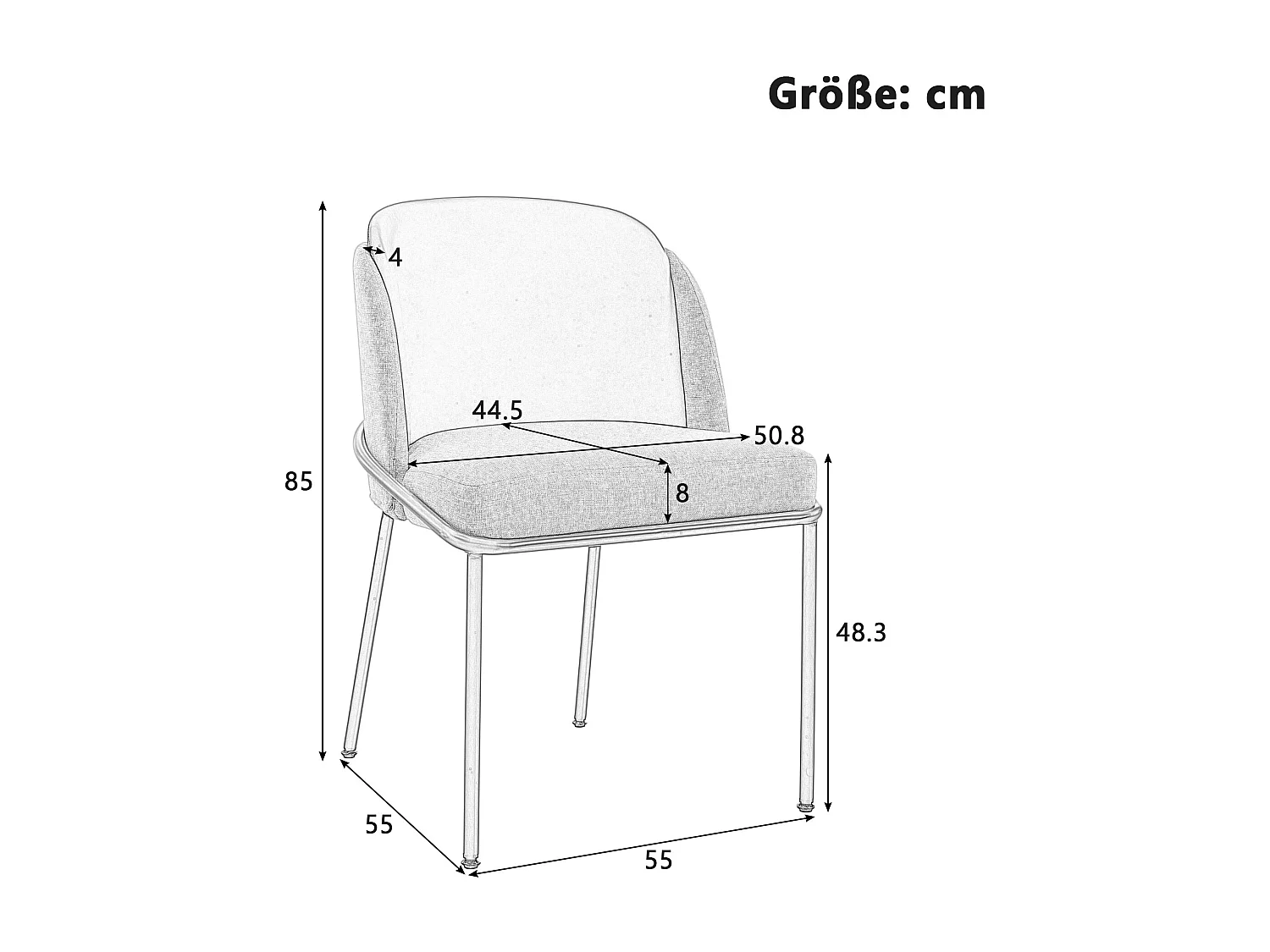 sedie di design contemporaneo con gambe inclinate, metallo e legno, grigio e blu navy (55x55x85cm)