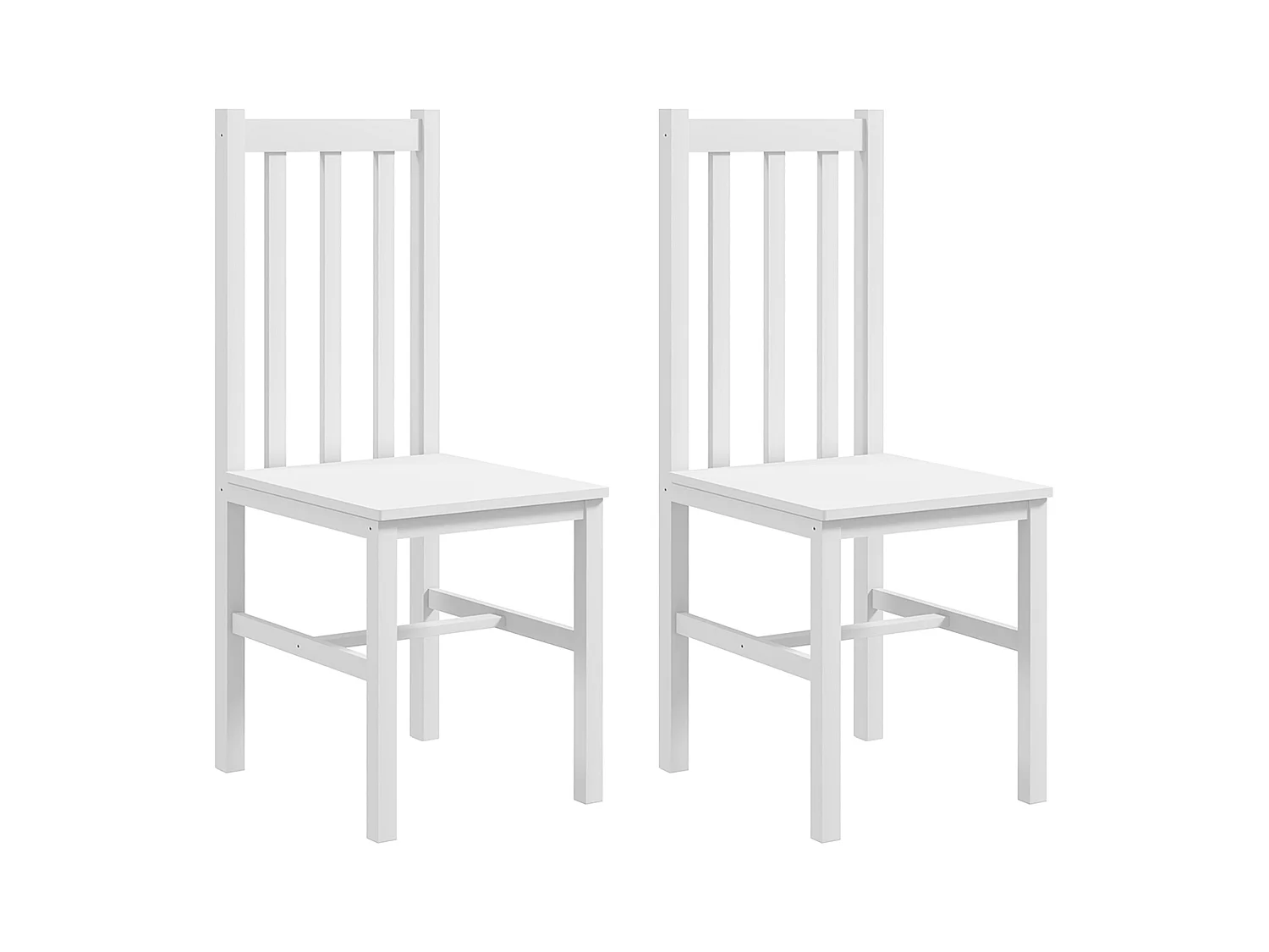 Chaise de Salle à Manger 2 Pièces, Design Rustique, Structure en Bois, Blanc (38.5x47.5x99 cm)