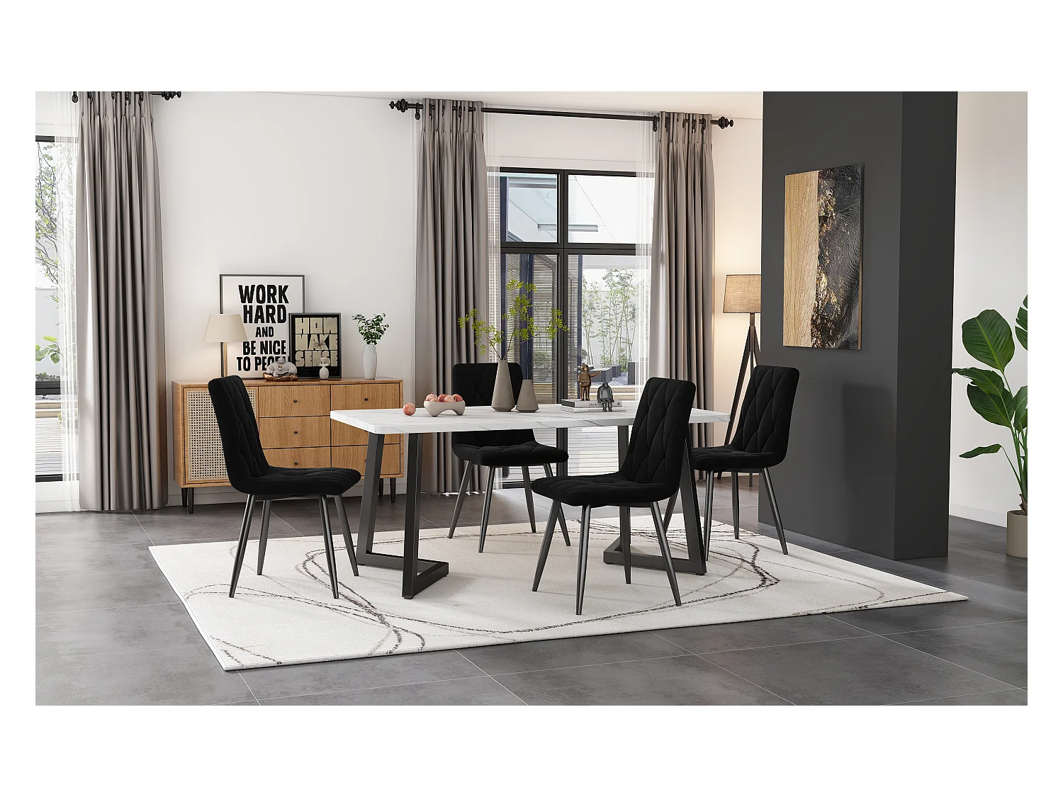 Esszimmerstuhl (4 St), Polsterstuhl Design Stuhl, Twill Samt Sitzfläche, Metallgestell, Rückenlehne, Schwarze Metallbeine, Beige (45x40x86 cm)