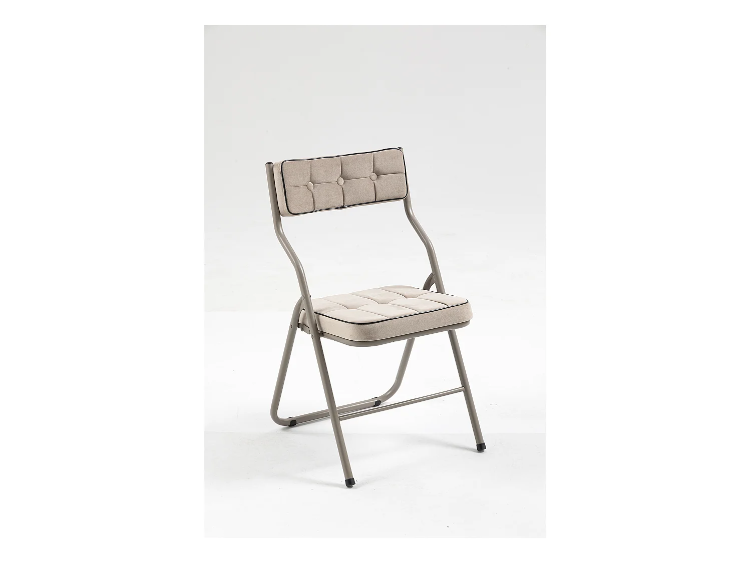 Chaises pliantes 2 pièces avec coussin, chaises pliables, acier, kaki (46x47x80 cm)