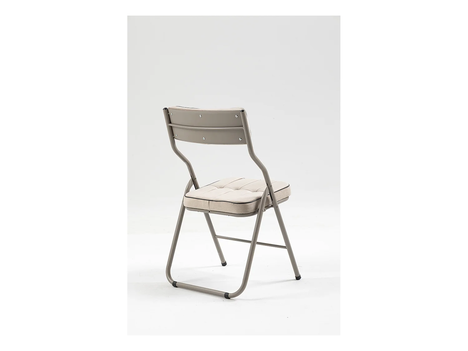 Chaises pliantes 2 pièces avec coussin, chaises pliables, acier, kaki (46x47x80 cm)