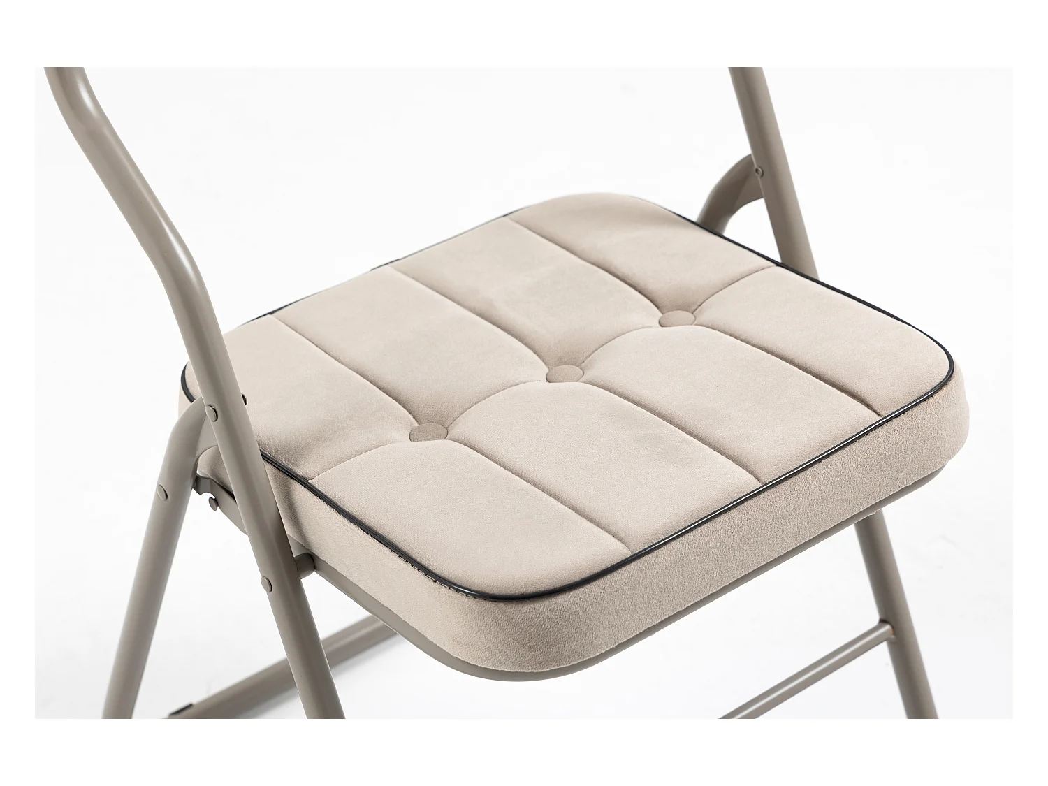 Chaises pliantes 2 pièces avec coussin, chaises pliables, acier, kaki (46x47x80 cm)