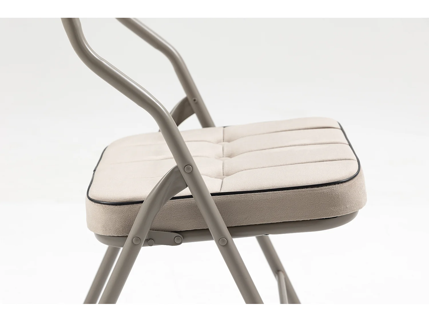 Chaises pliantes 2 pièces avec coussin, chaises pliables, acier, kaki (46x47x80 cm)