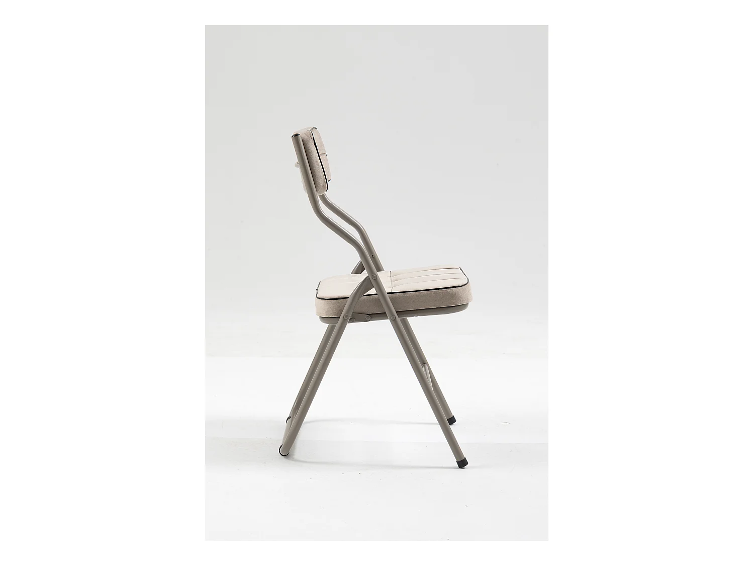 2-delige klapstoelen met kussen, klapstoelen, staal, khaki (46x47x80 cm)