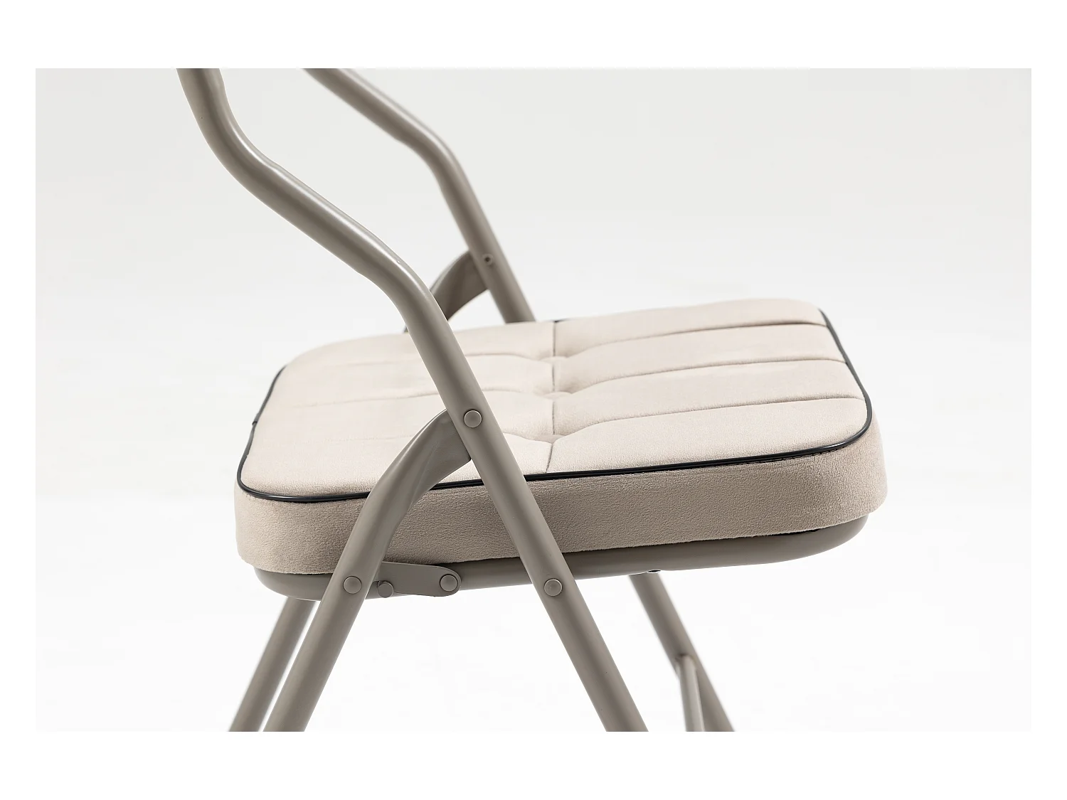 2-delige klapstoelen met kussen, klapstoelen, staal, khaki (46x47x80 cm)