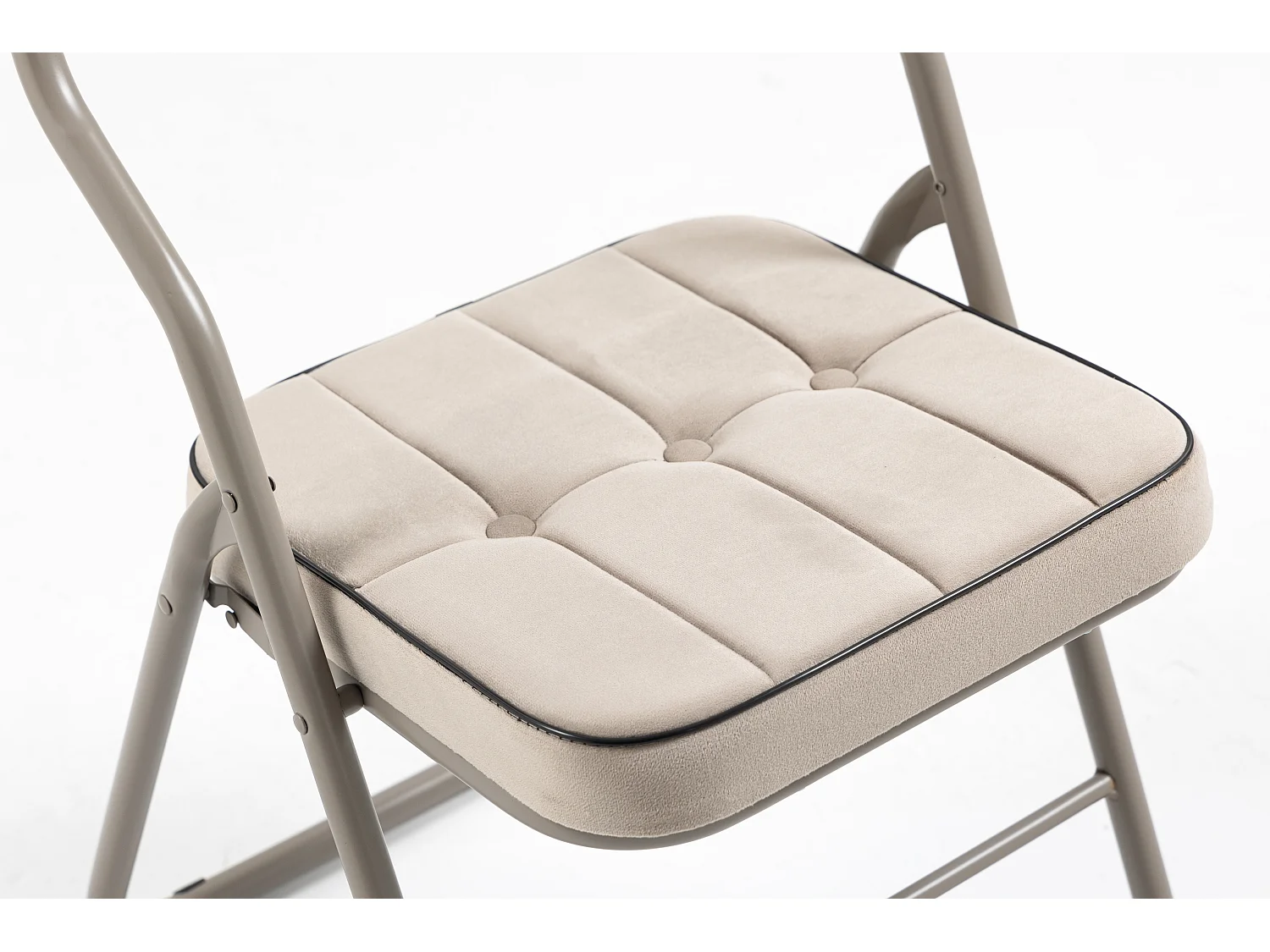 2-delige klapstoelen met kussen, klapstoelen, staal, khaki (46x47x80 cm)