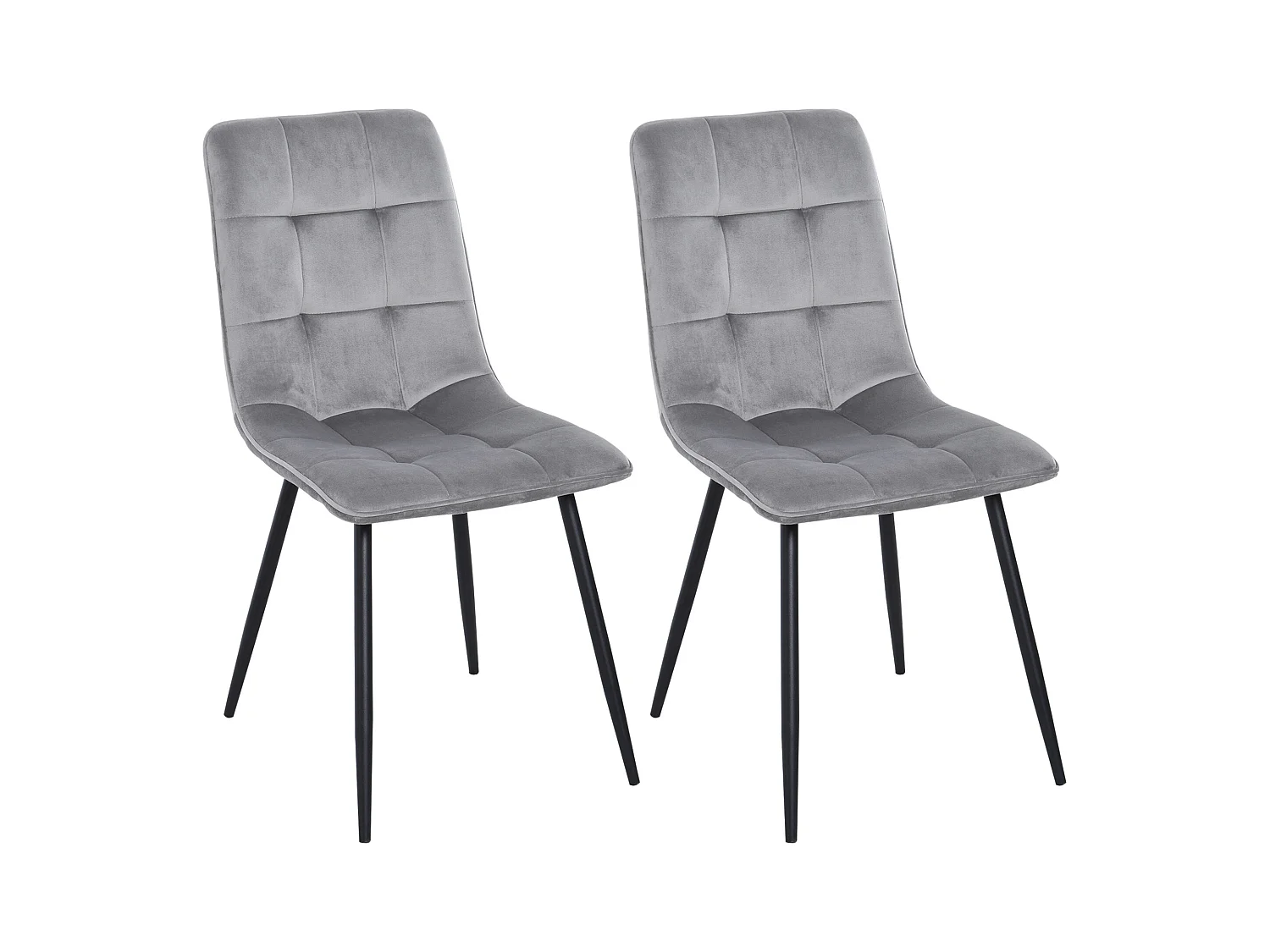 Sedia da pranzo 2 pezzi, imbottita, metallo, grigio e nero (45x63x90 cm)