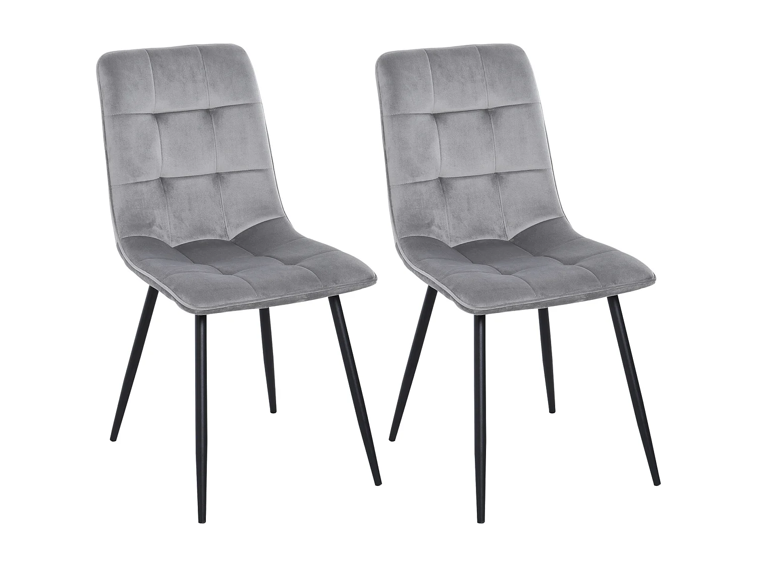 Chaise de Salle à Manger 2 Pièces, Coussinée, Métal, Gris et Noir (45x63x90 cm)