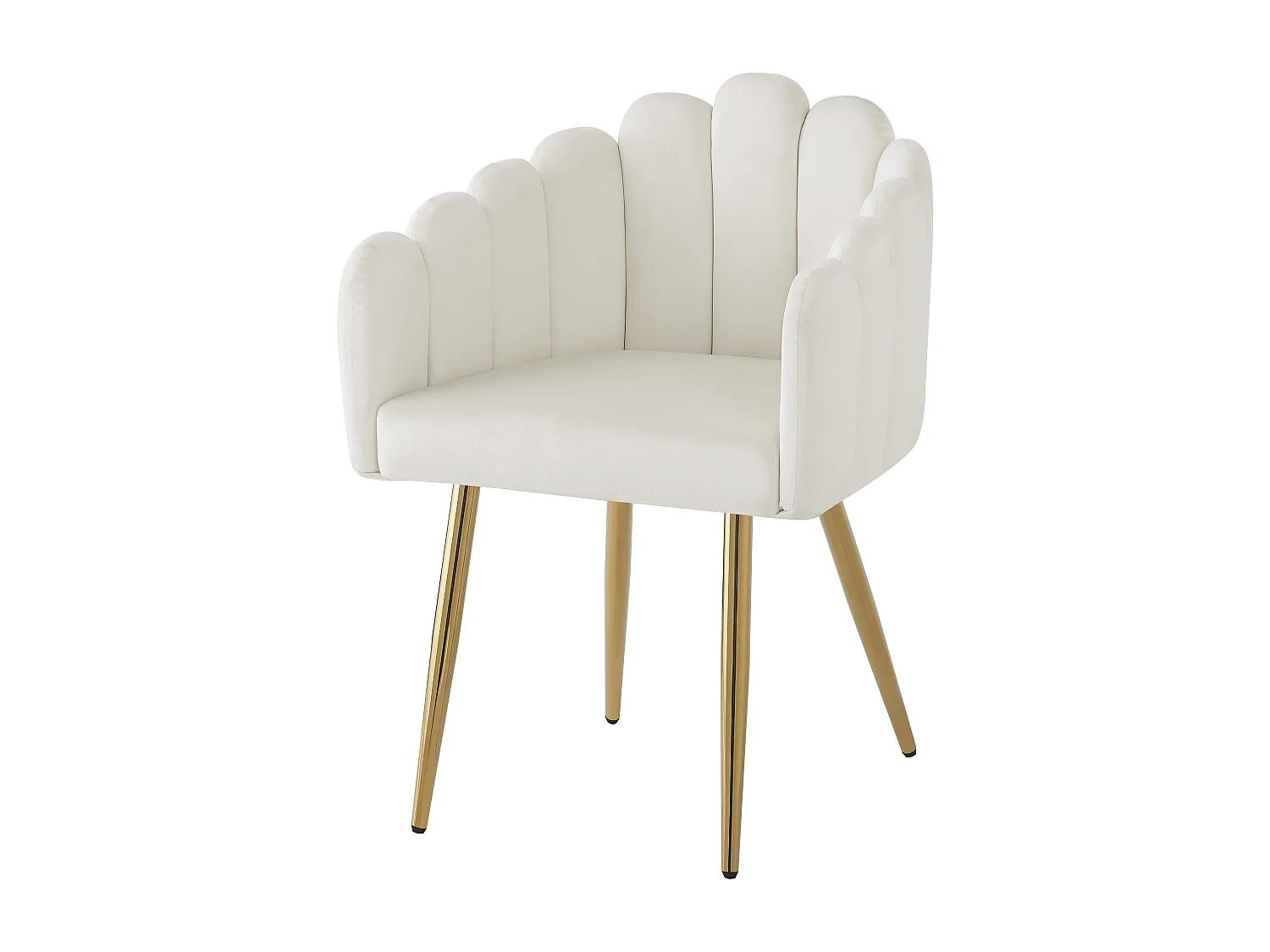 Hoogwaardige fluwelen eetkamerstoelen (6 stuks), waaiervormige rugleuning, gouden metalen poten, verstelbare hoogte (48x44,5x82 cm)