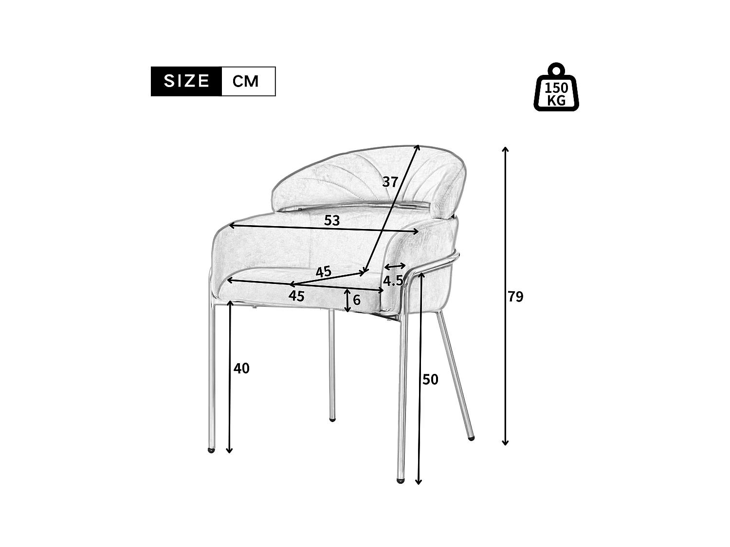 Chaises de Salle à Manger, Lot de 2, Design Élégant, Velours, Pieds Métalliques, Gris (59.69x59.69x55.88 cm)