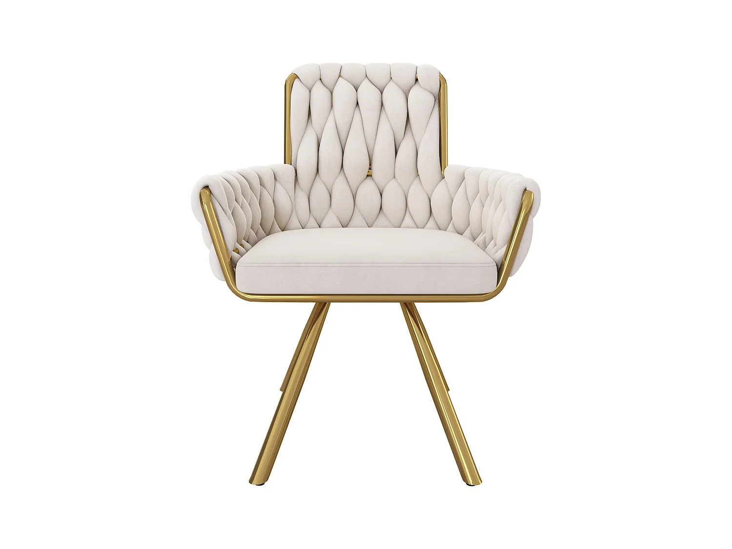 Lot de 6 chaises salle à manger, motif losange, fauteuil, pieds métalliques, beige (L59.69 x l59.69 x H50.8 cm)