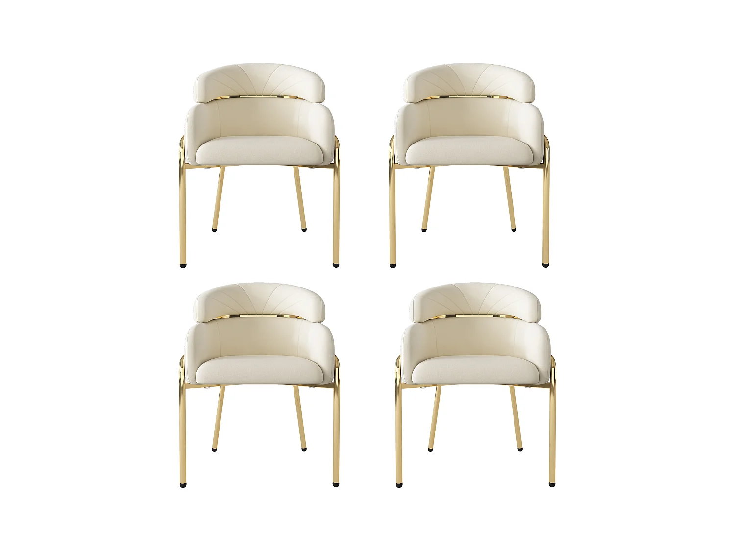 Set di 4 sedie da pranzo, design moderno, gambe in metallo, velluto beige (dimensioni: 59,69x59,69x55,88 cm)