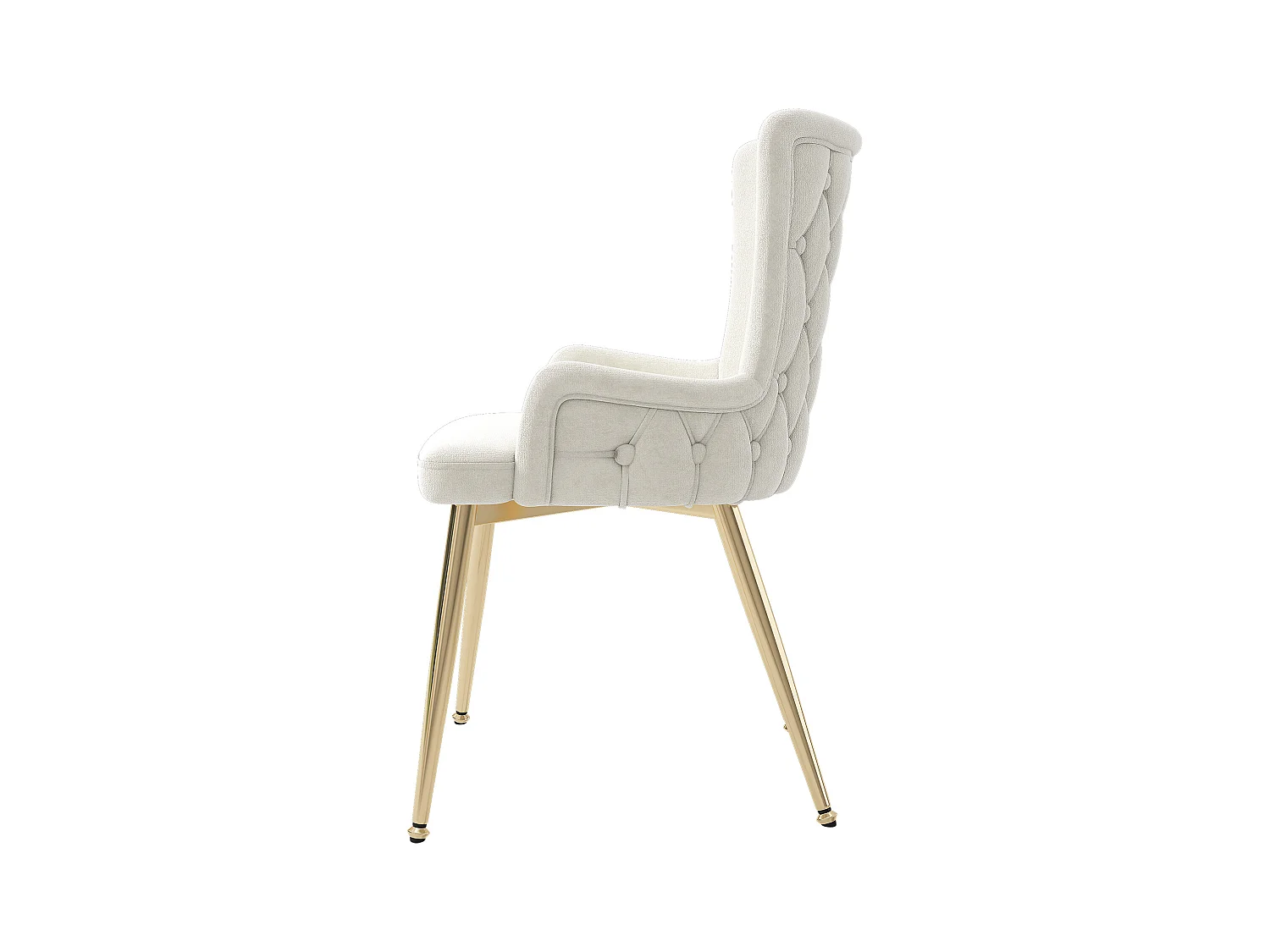 Fauteuil de salle à manger, 2 pièces, en velours, avec pieds métalliques dorés, beige (62.23x58.42x55.88 cm)