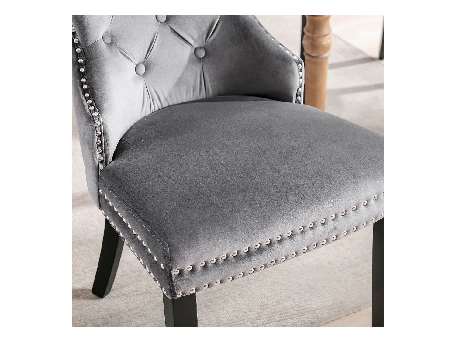 Lot de 4 chaises salle à manger, motif losange, fauteuil, pieds métalliques, velours, jaune (59.69x59.69x58.42 cm)