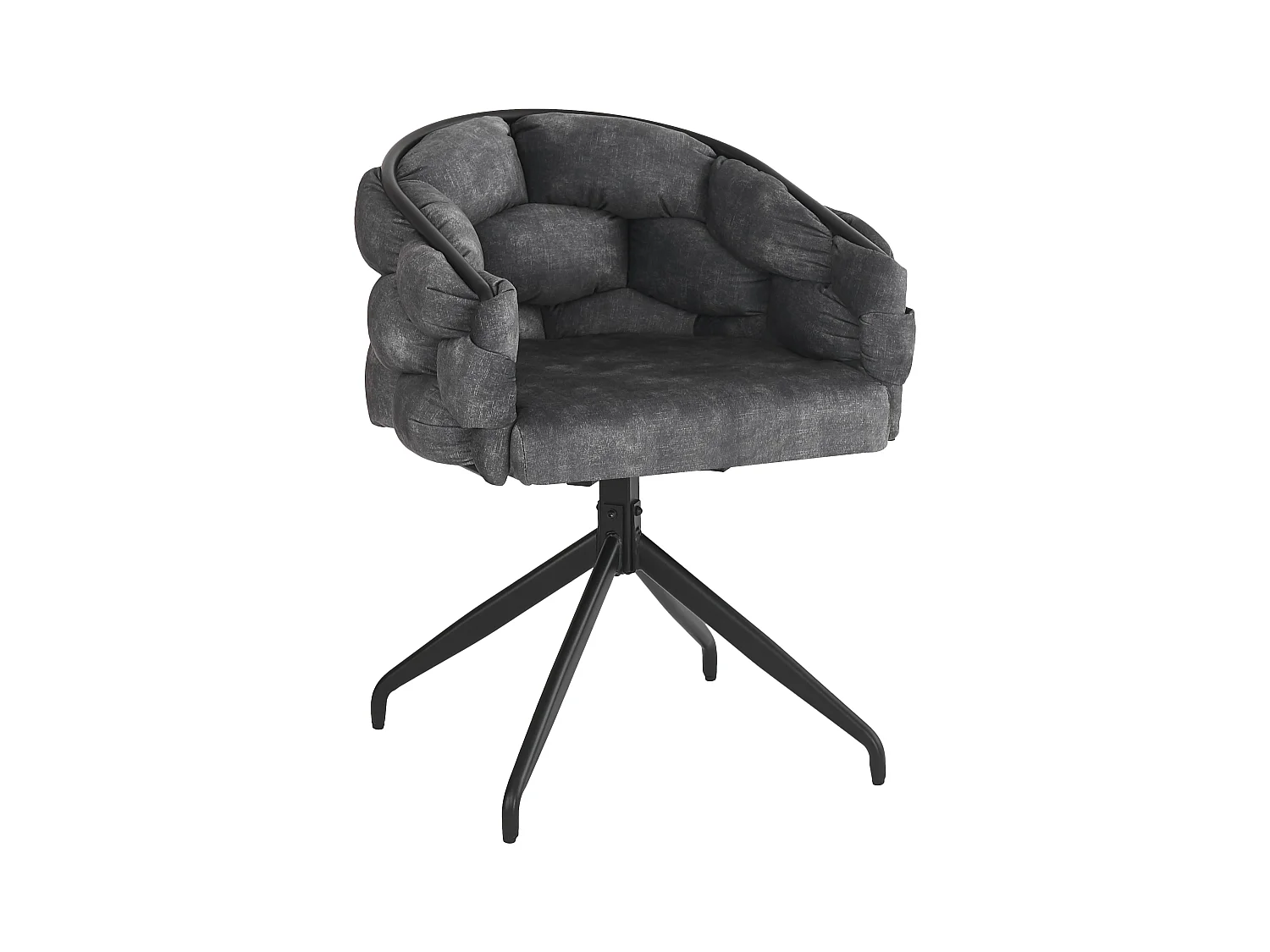 Chaises en velours luxueuses (6 pièces), chaises pivotantes, 360° rotatives, métal doré, gris (45x44x77.5 cm)