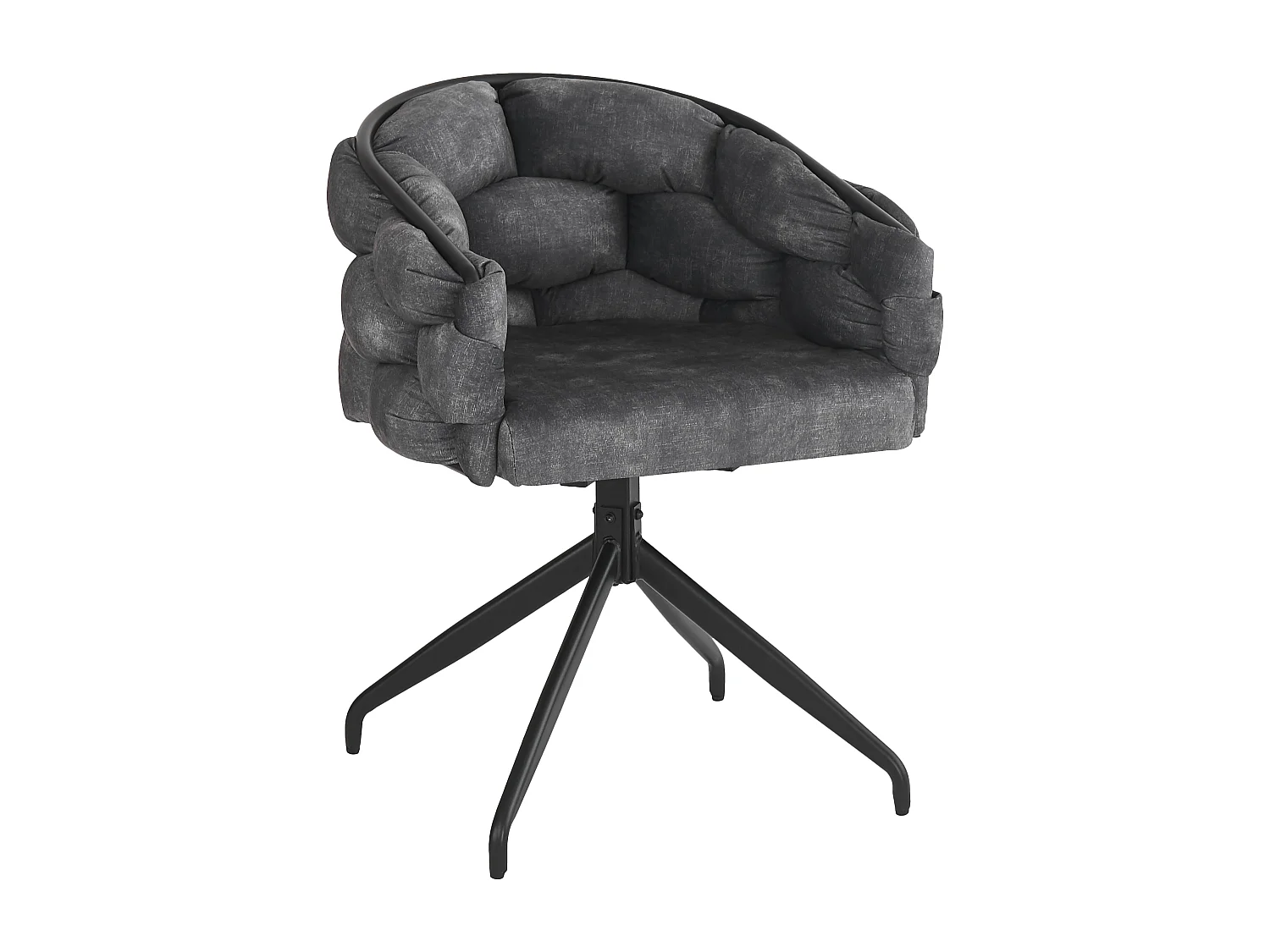 Luxe fluwelen stoelen (6 stuks), draaistoelen, 360° draaibaar, goudkleurig metaal, grijs (45x44x77,5 cm)