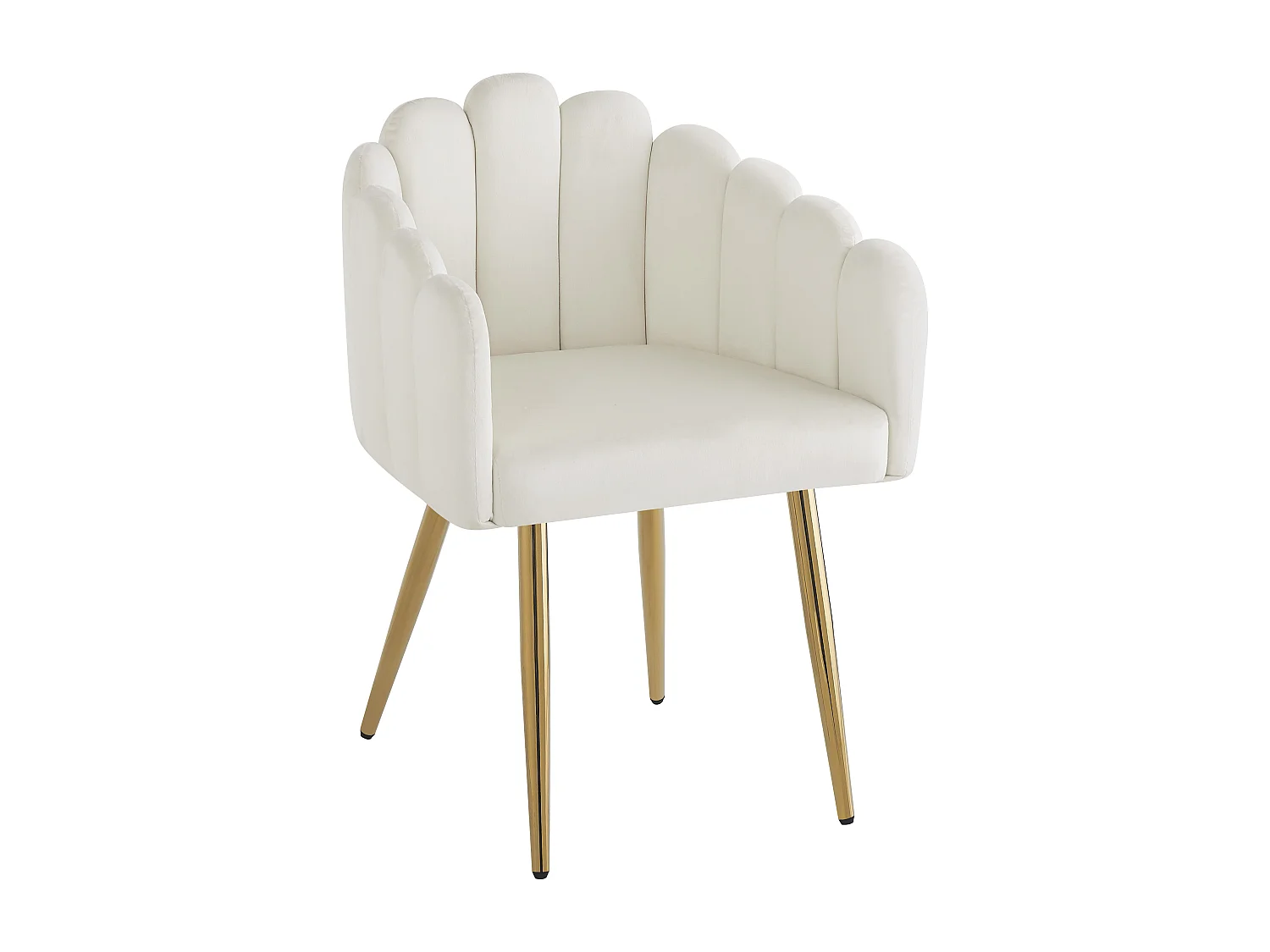 Chaises salle à manger velours (4 pièces), dossier éventail, pieds métal doré, hauteur ajustable, Beige et Or (48x44.5x82 cm)