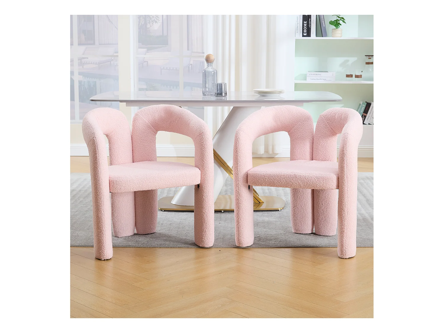 Fauteuil Ergonomique en Tissu peluche, Design Unique, Confort Maximum, Rose, Pour Salon/Bureau à domicile
