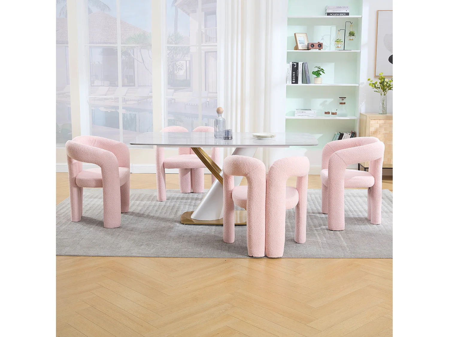 Fauteuil Ergonomique en Tissu peluche, Design Unique, Confort Maximum, Rose, Pour Salon/Bureau à domicile