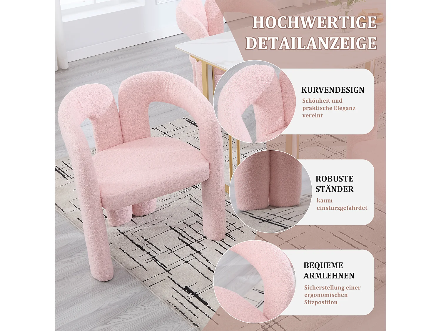 Sillón ergonómico de tela afelpada, diseño único, máxima comodidad, color rosa, para salón/oficina (Dimensiones a petición)